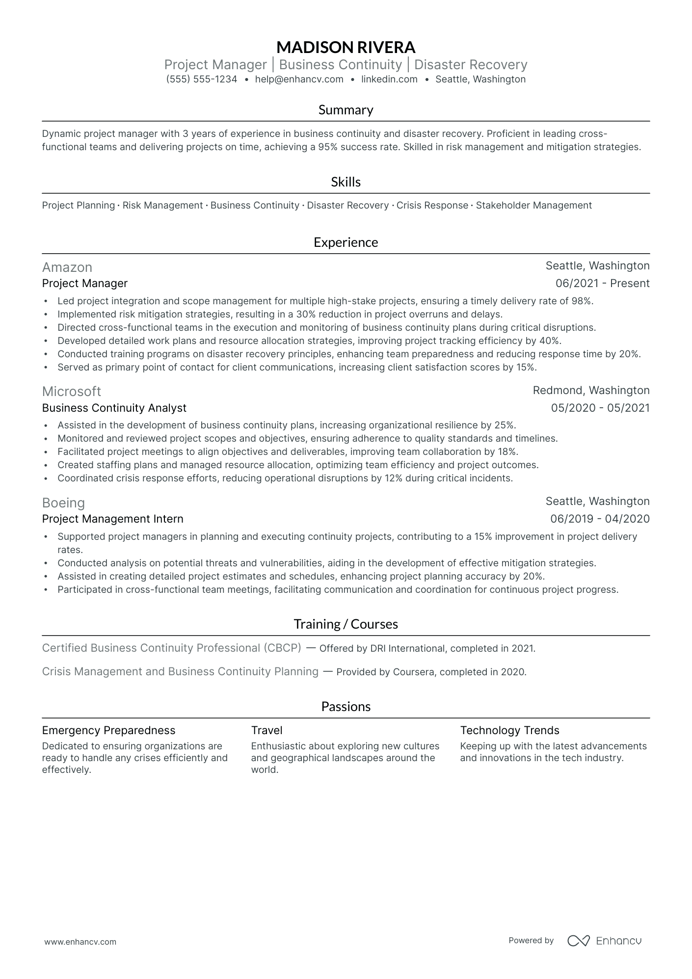 Associate Business Continuity Manager Resume Example Resume Example