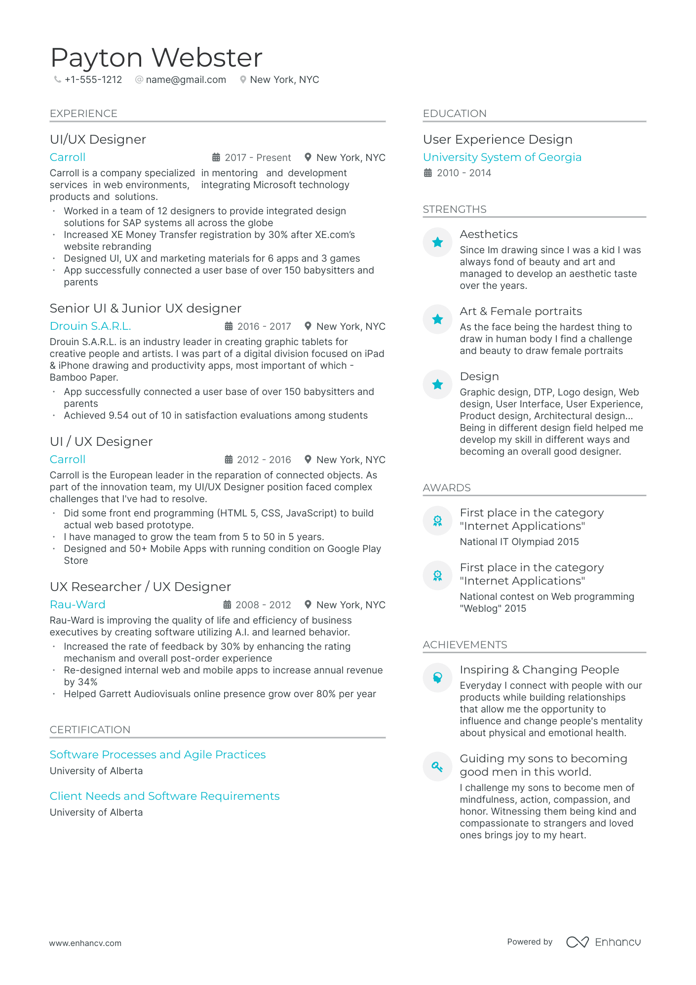 UI Designer resume example