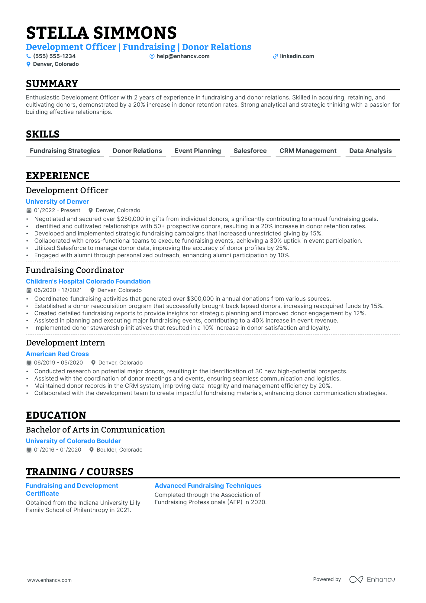 Childcare Development Officer resume example