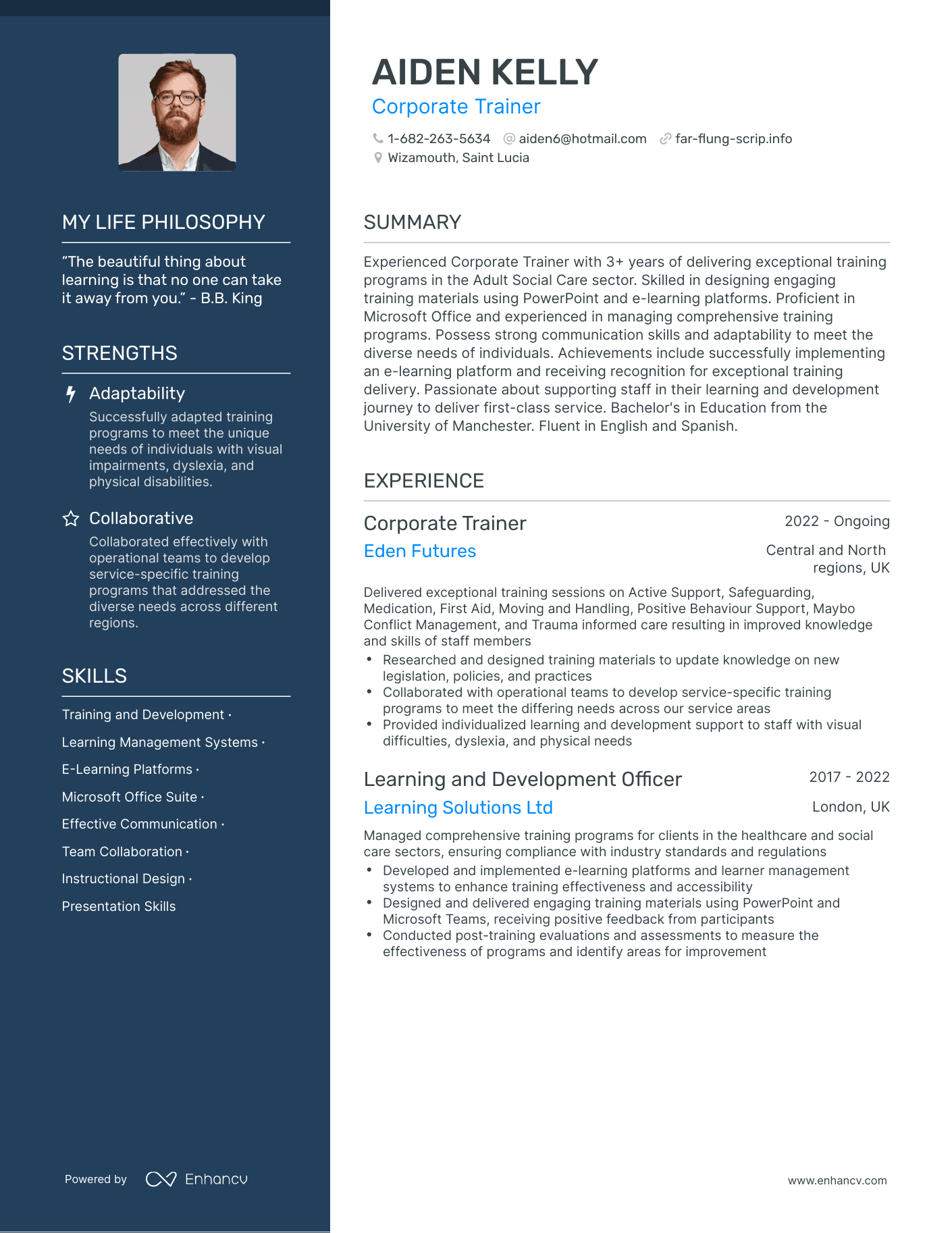 Corporate Trainer resume example