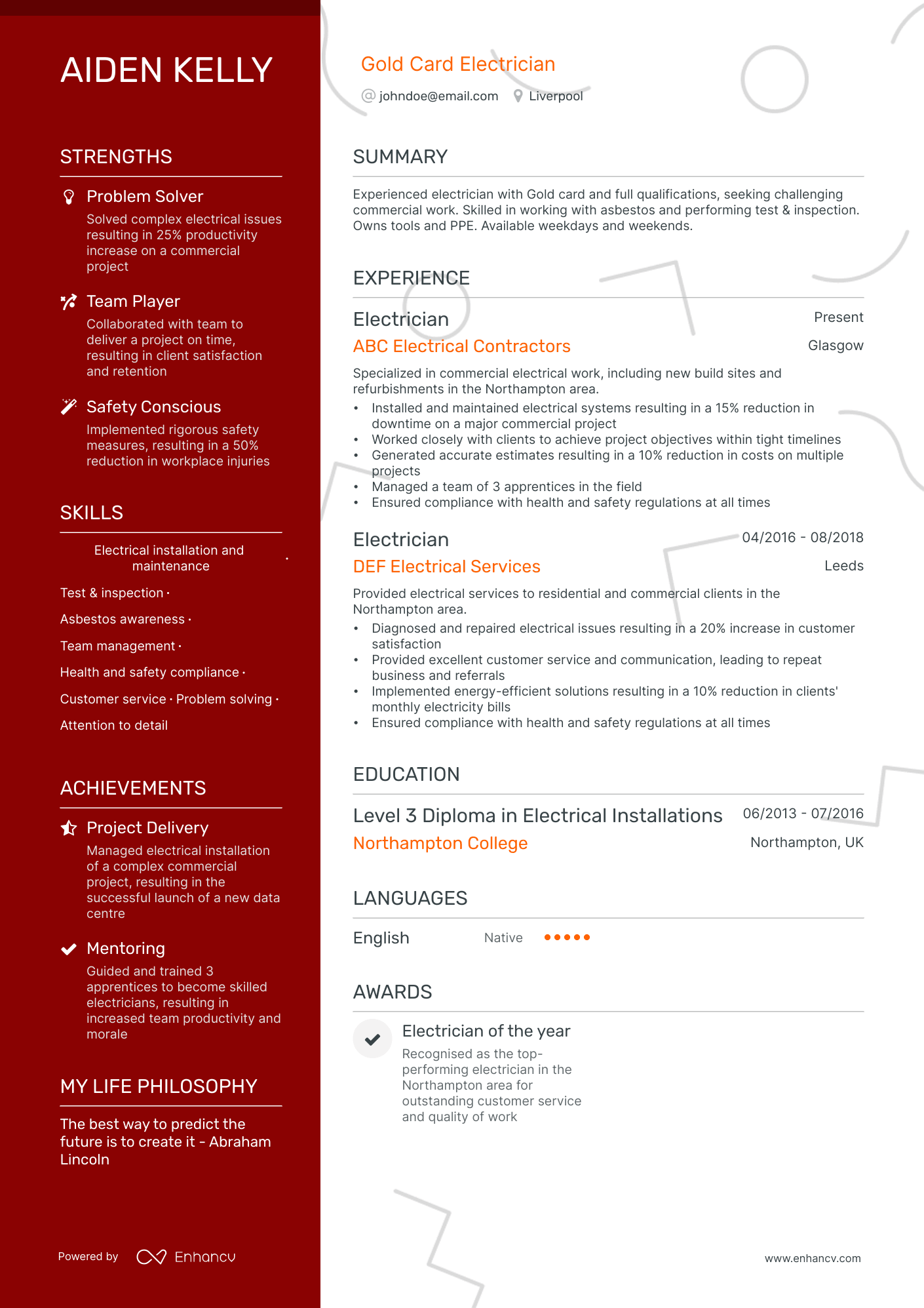 3 Electrician CV Examples for 2024