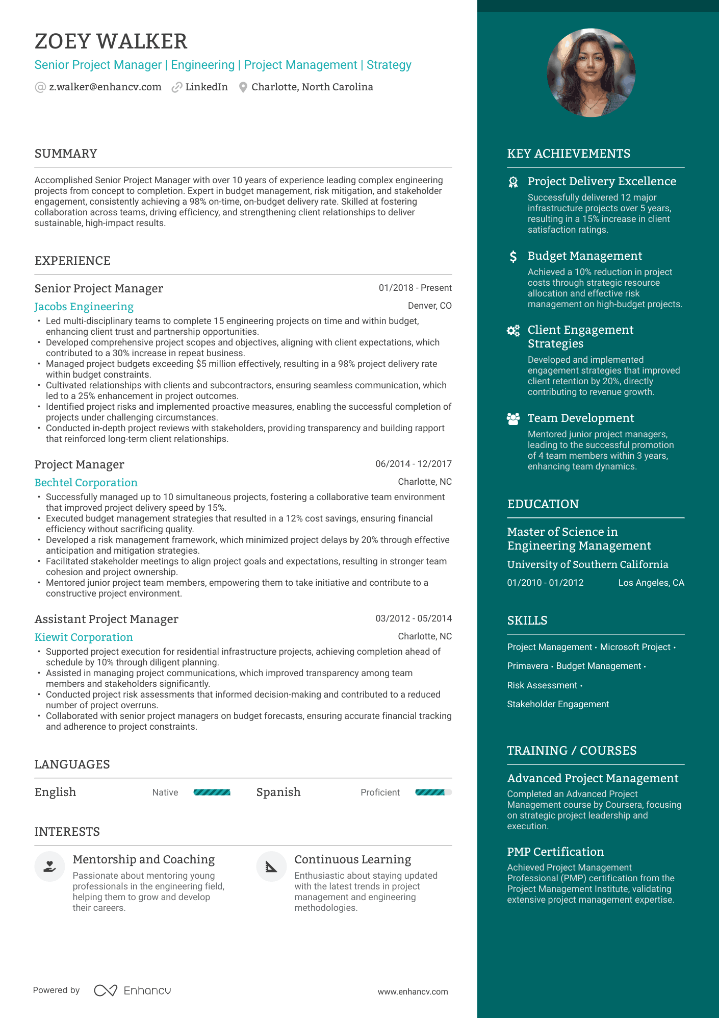 Blue Elegant resume template A two column resume template with a wider column for experience and a narrower, blue colored column for your highlights.