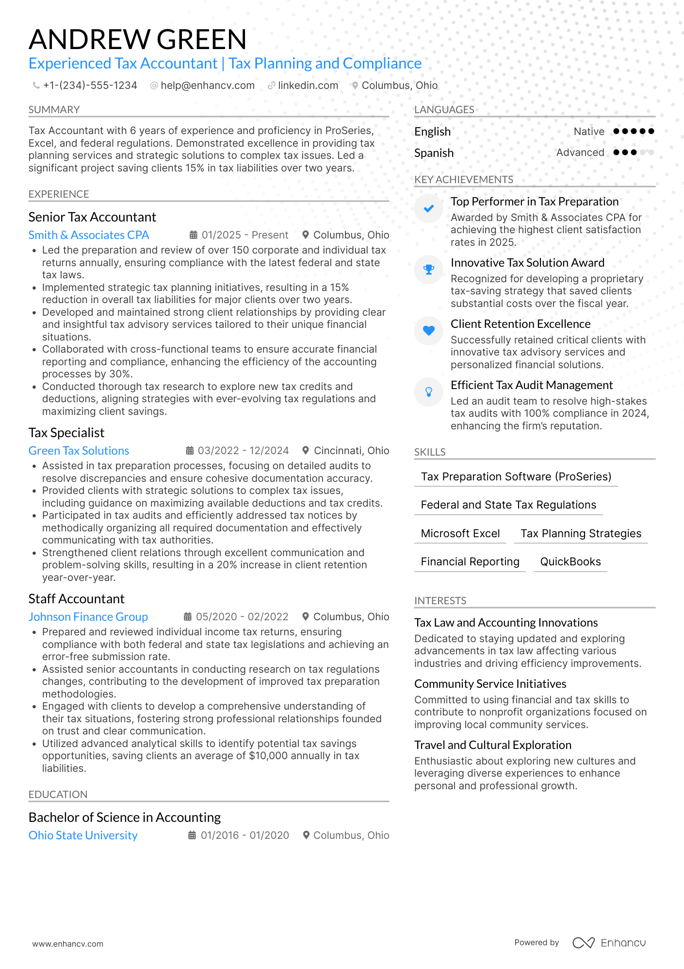 Tax Accountant resume example