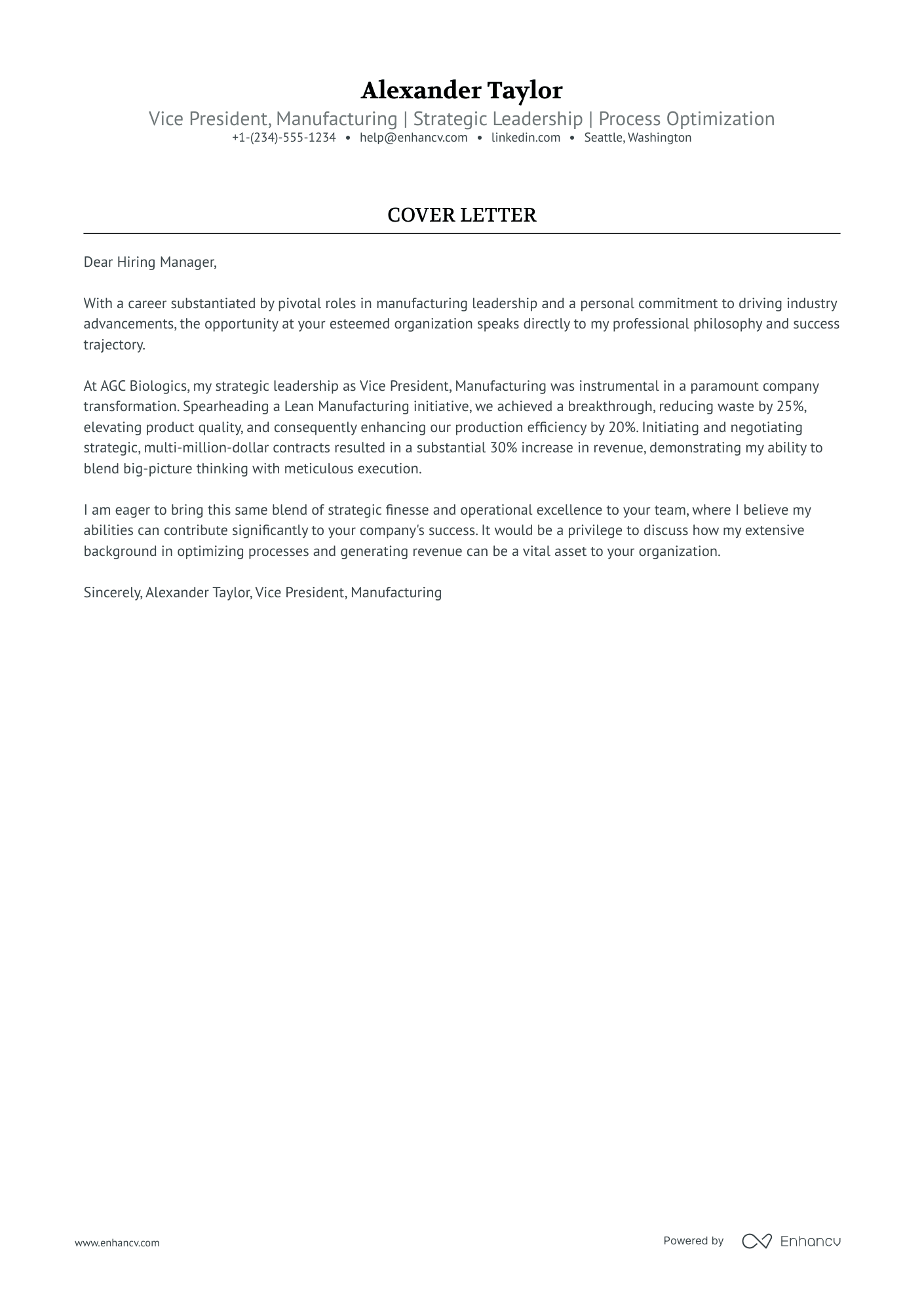 Vice President cover letter