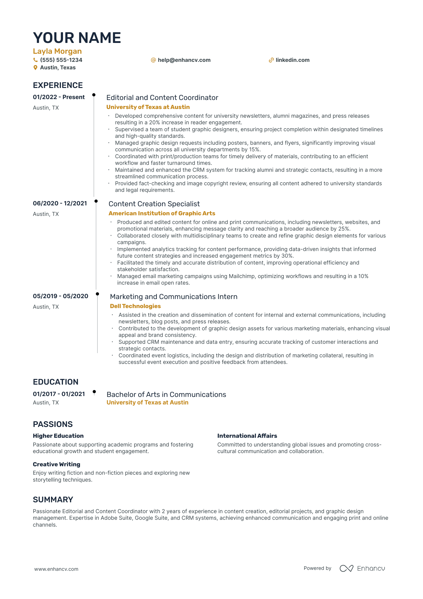 Editorial Graphic Designer resume example