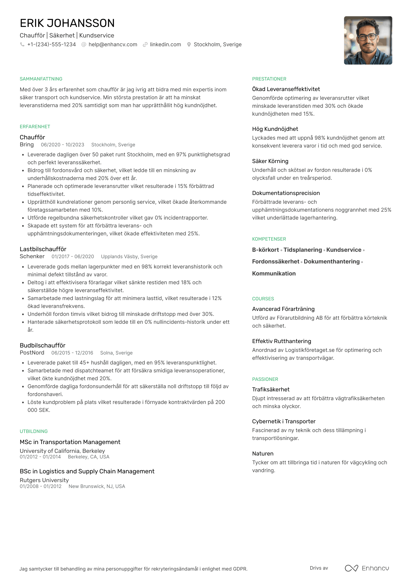 Chaufför CV