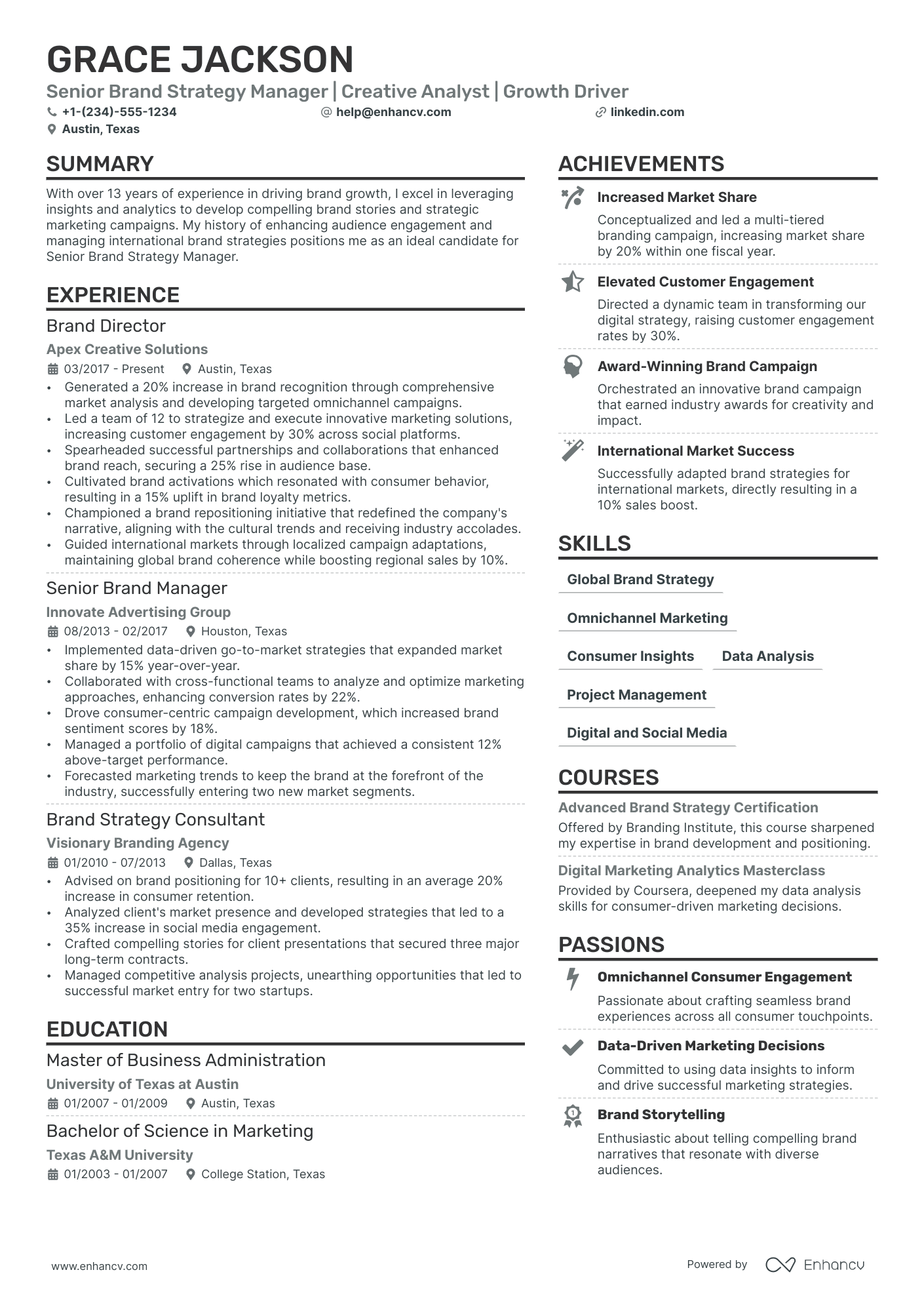 Strategy Manager resume example