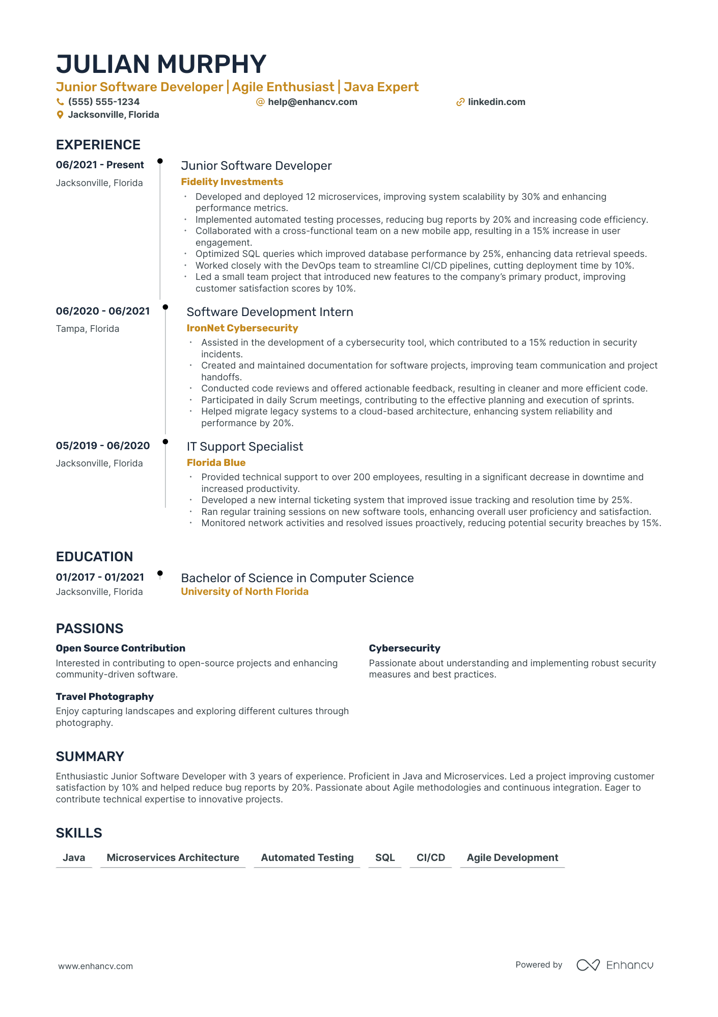 Freelance Filmmaker resume example