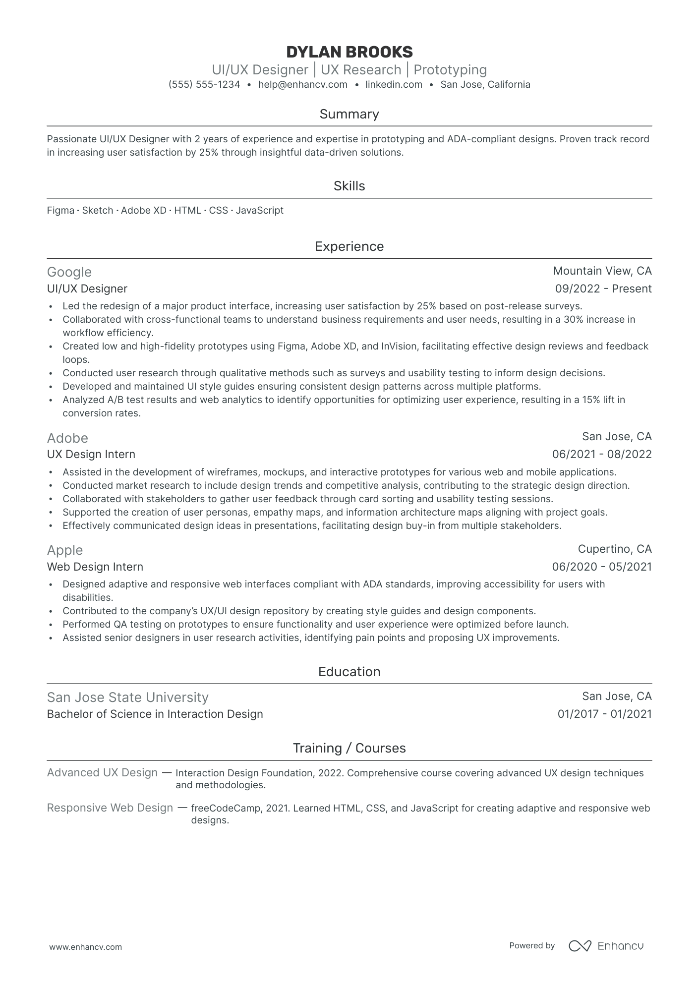 UX/UI Web Designer Resume Example Resume Example