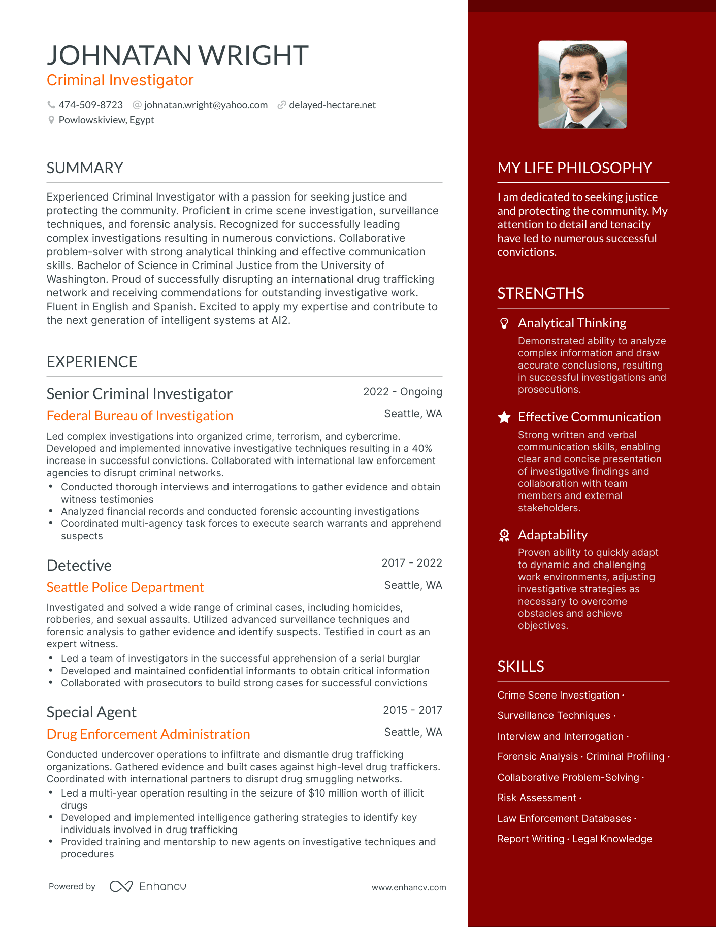 Criminal Investigator resume example