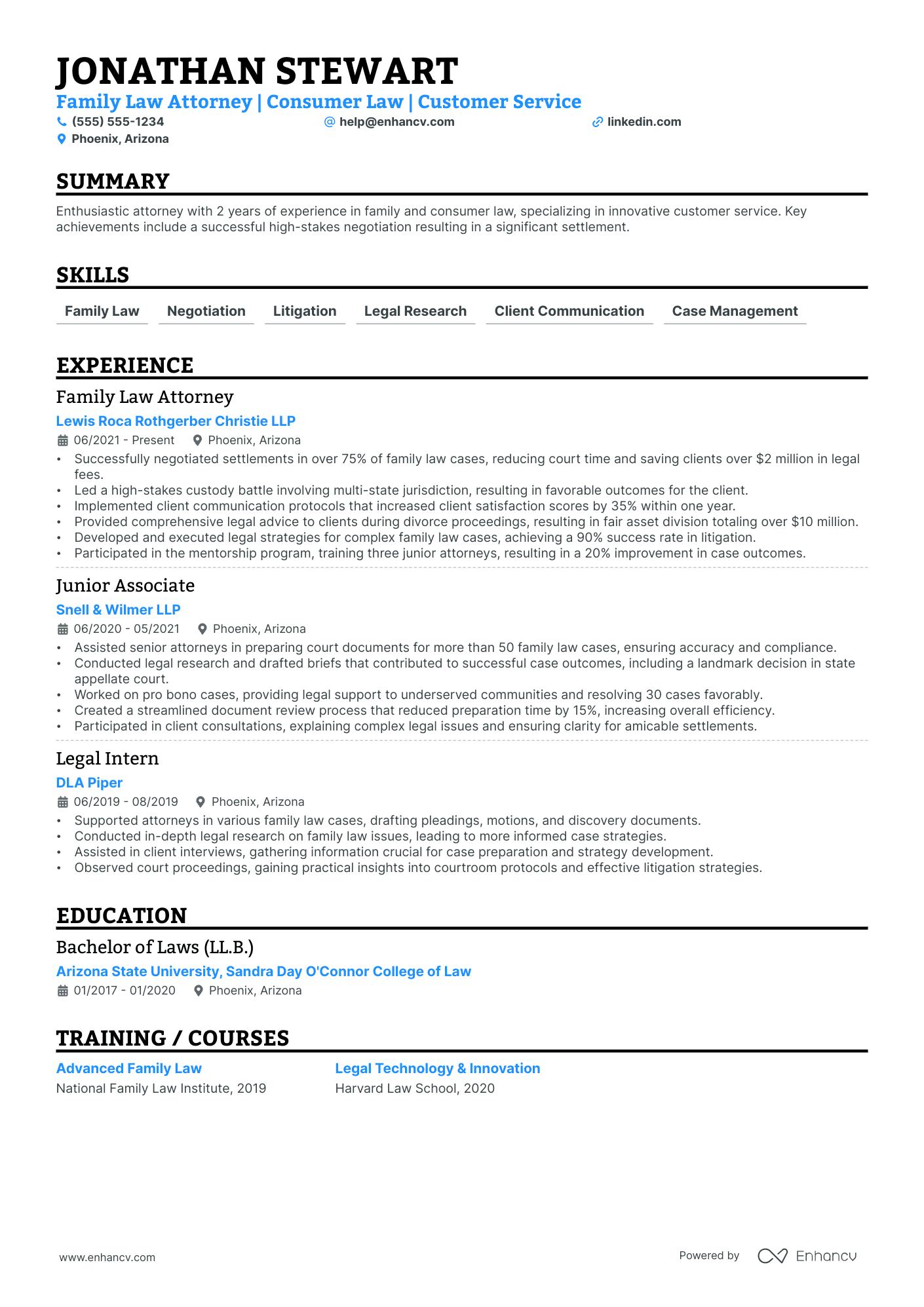 Family Lawyer resume example