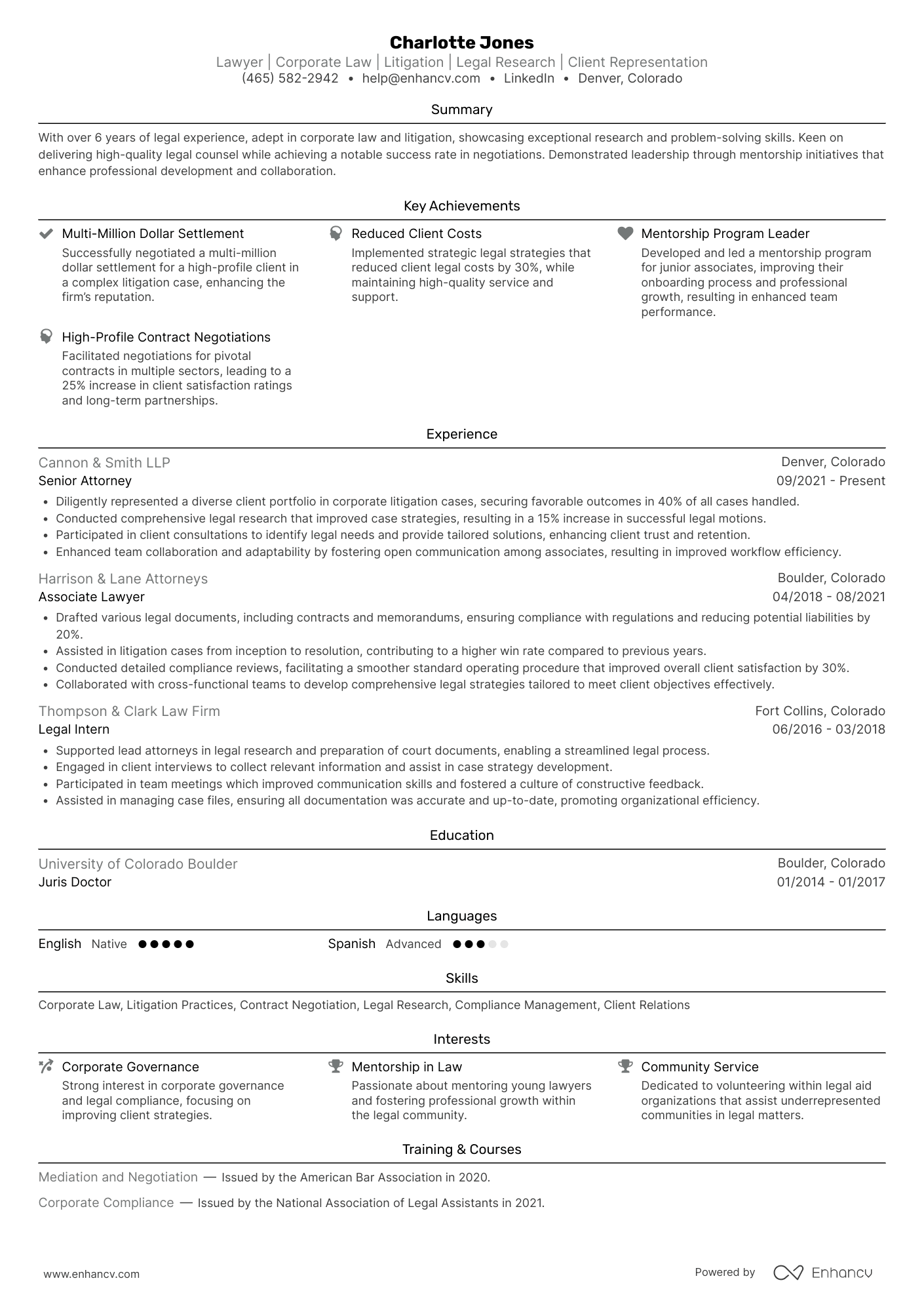 Lawyer resume example