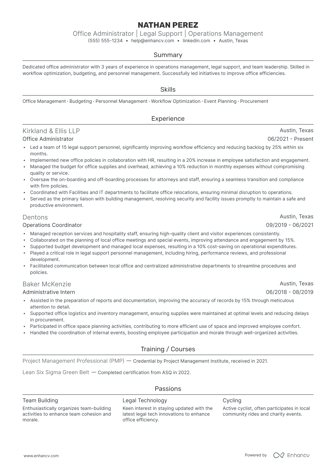 Legal Office Administrator resume example