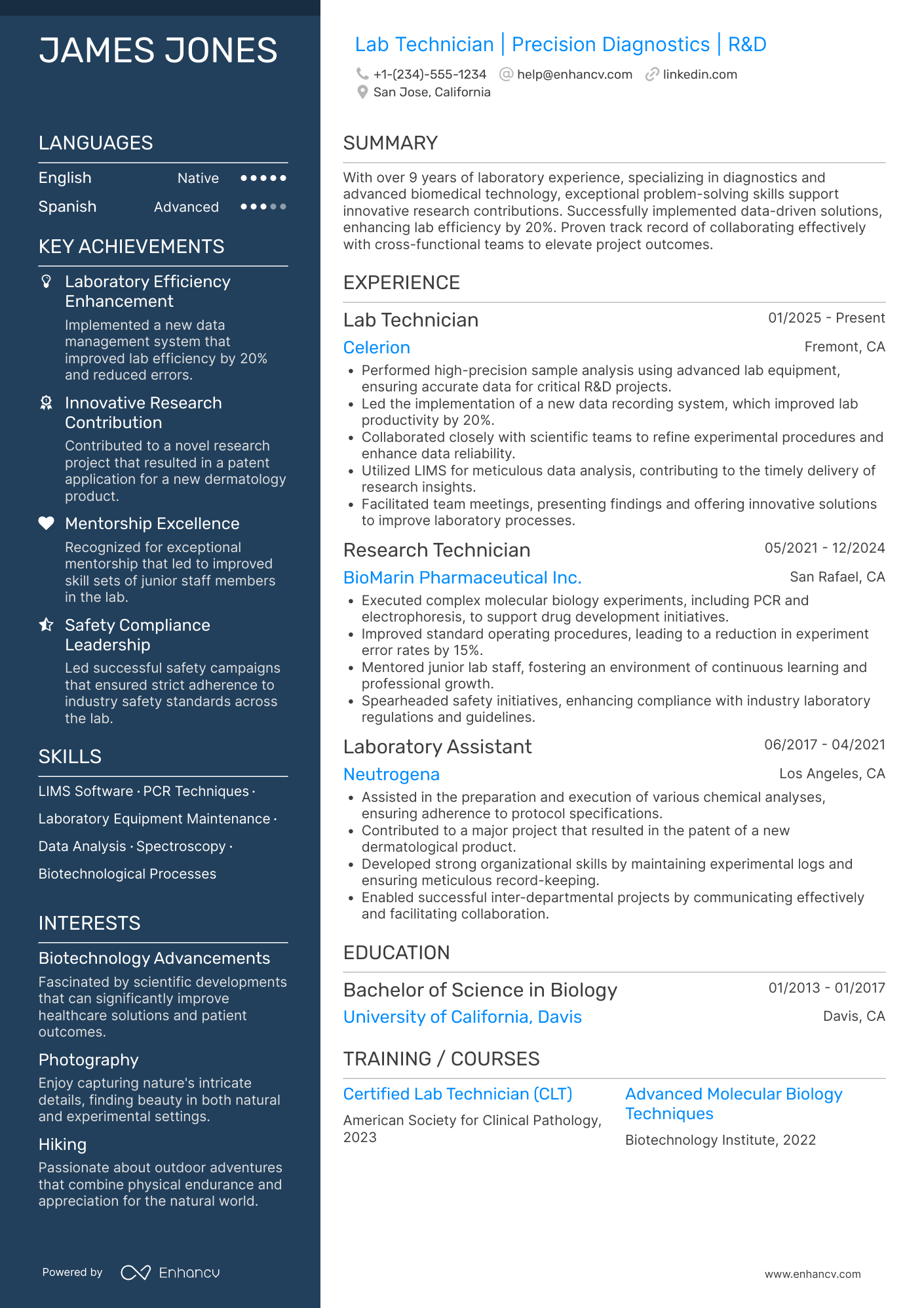Lab Technician resume example