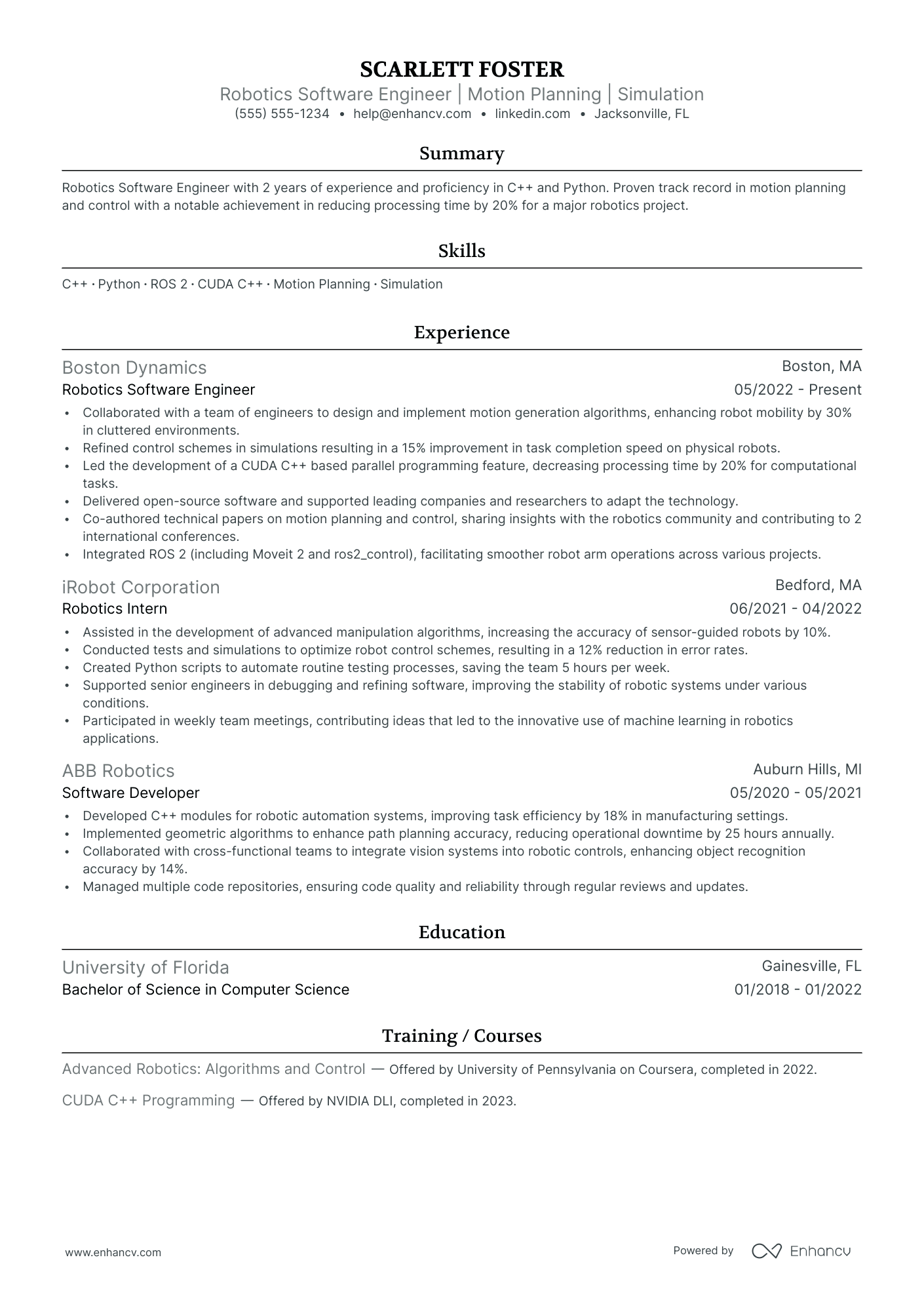 Senior Robotics Engineer Resume Example Resume Example