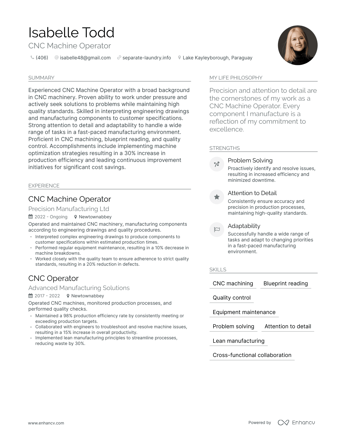 Modern CNC Machine Operator Resume Example Resume Example