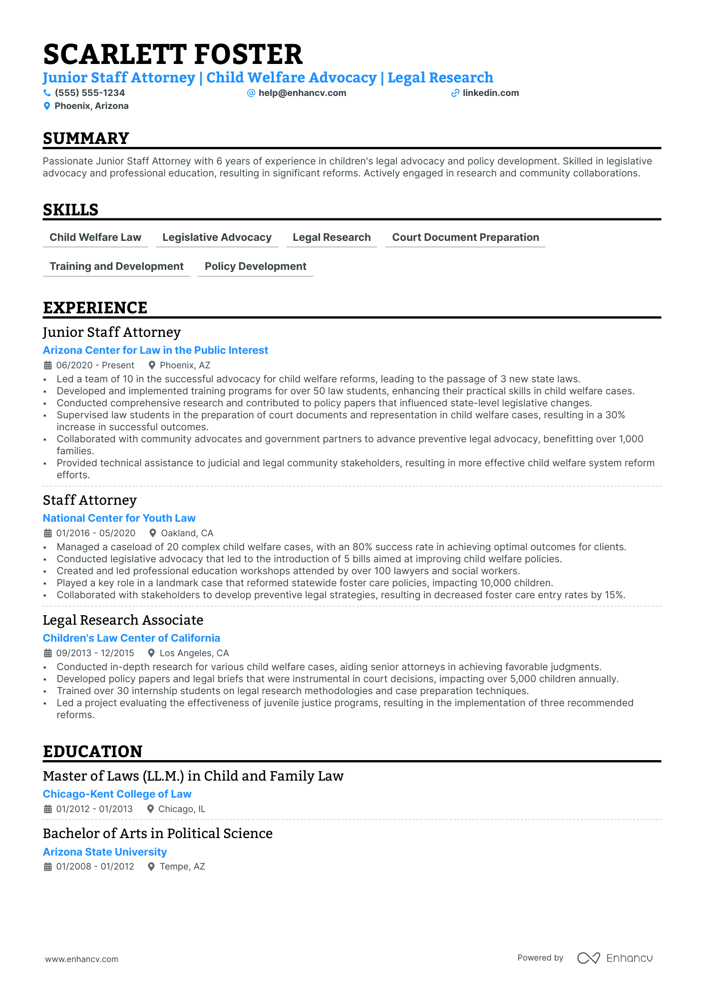 Junior Attorney resume example