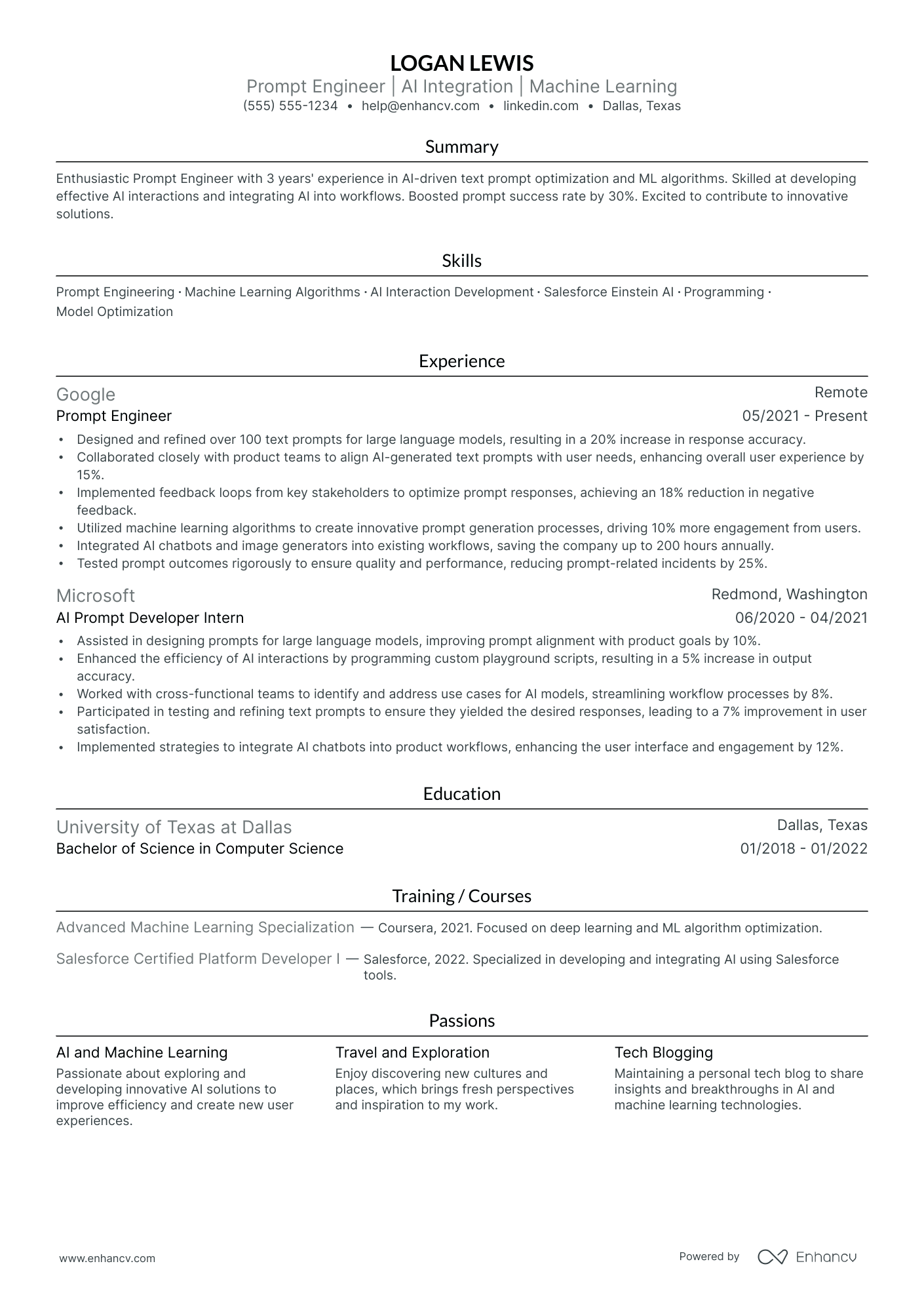 Salesforce resume example