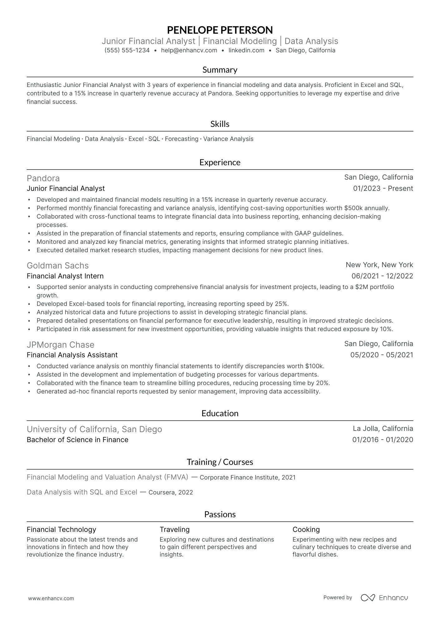 Financial Reporting Analyst resume example