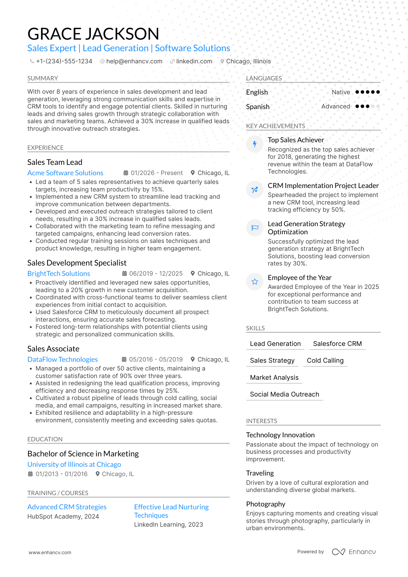 Sales Development Representative resume example