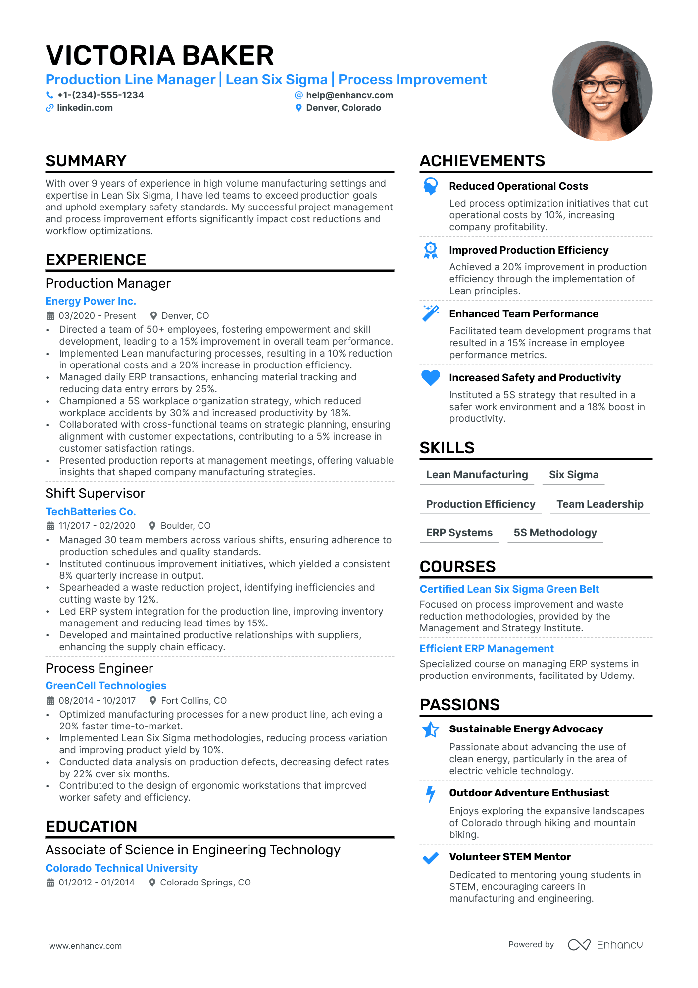 Assistant Production Manager resume example