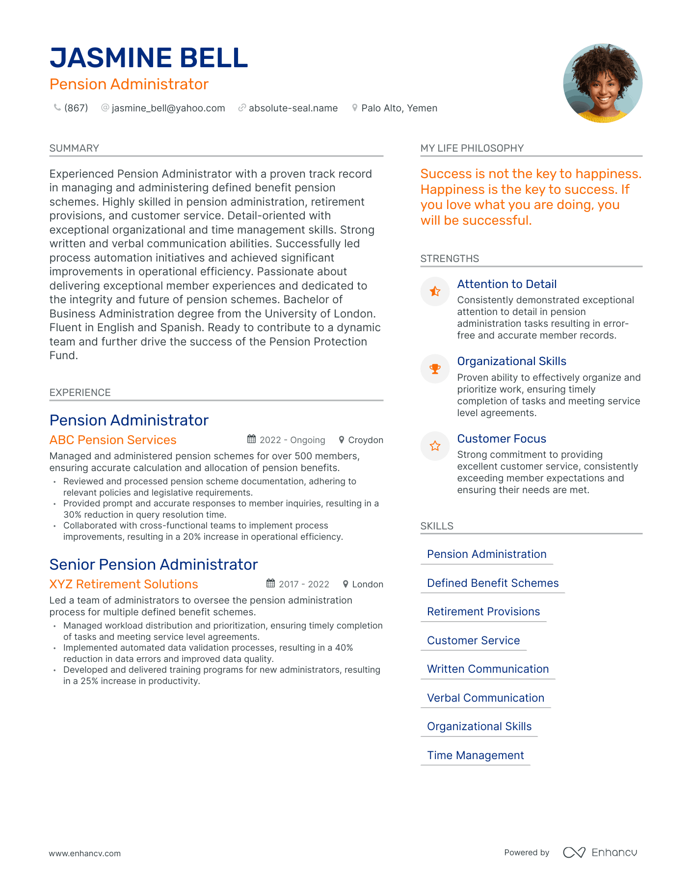Pension Administrator resume example