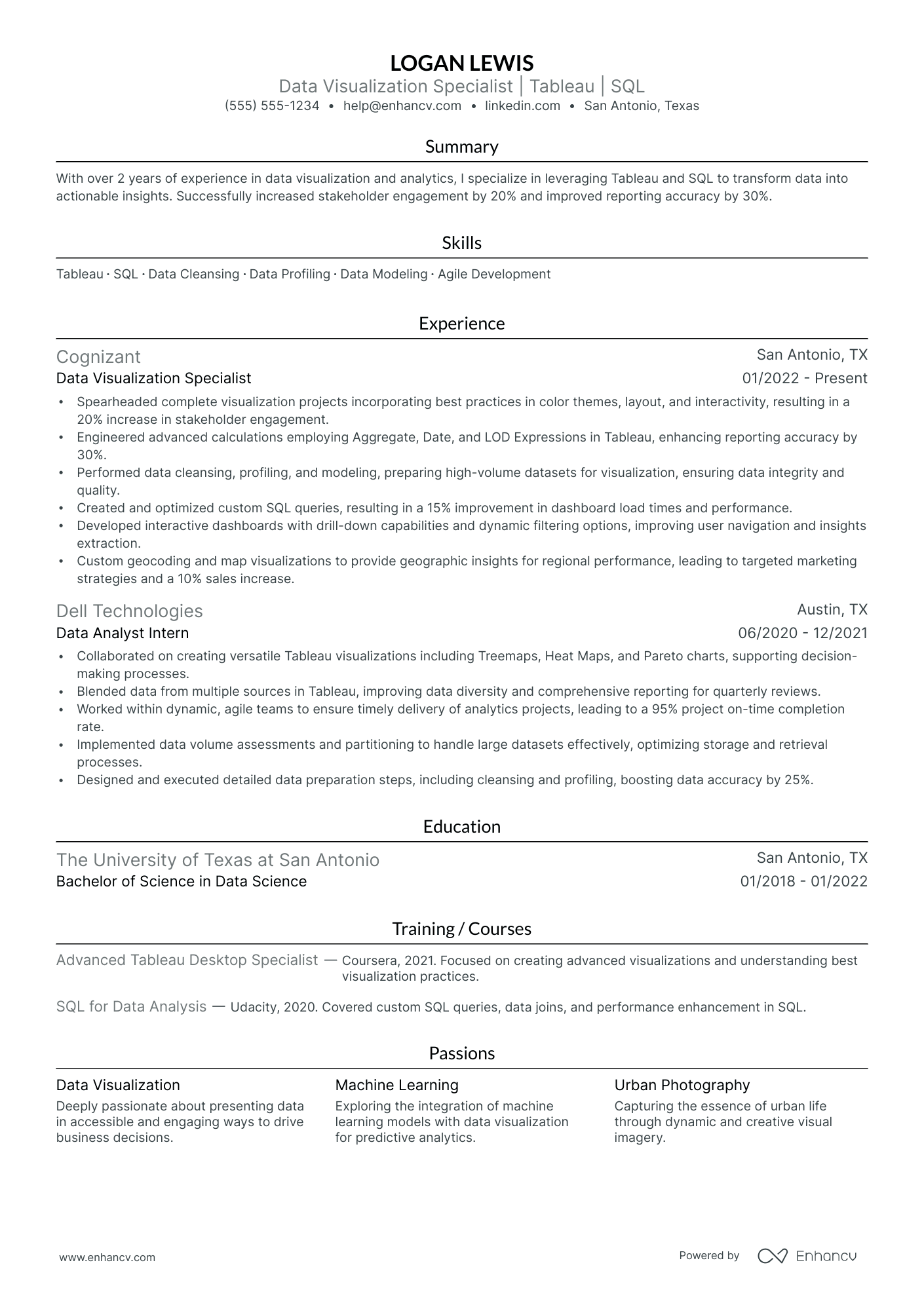 Lead Tableau Developer Resume Example Resume Example