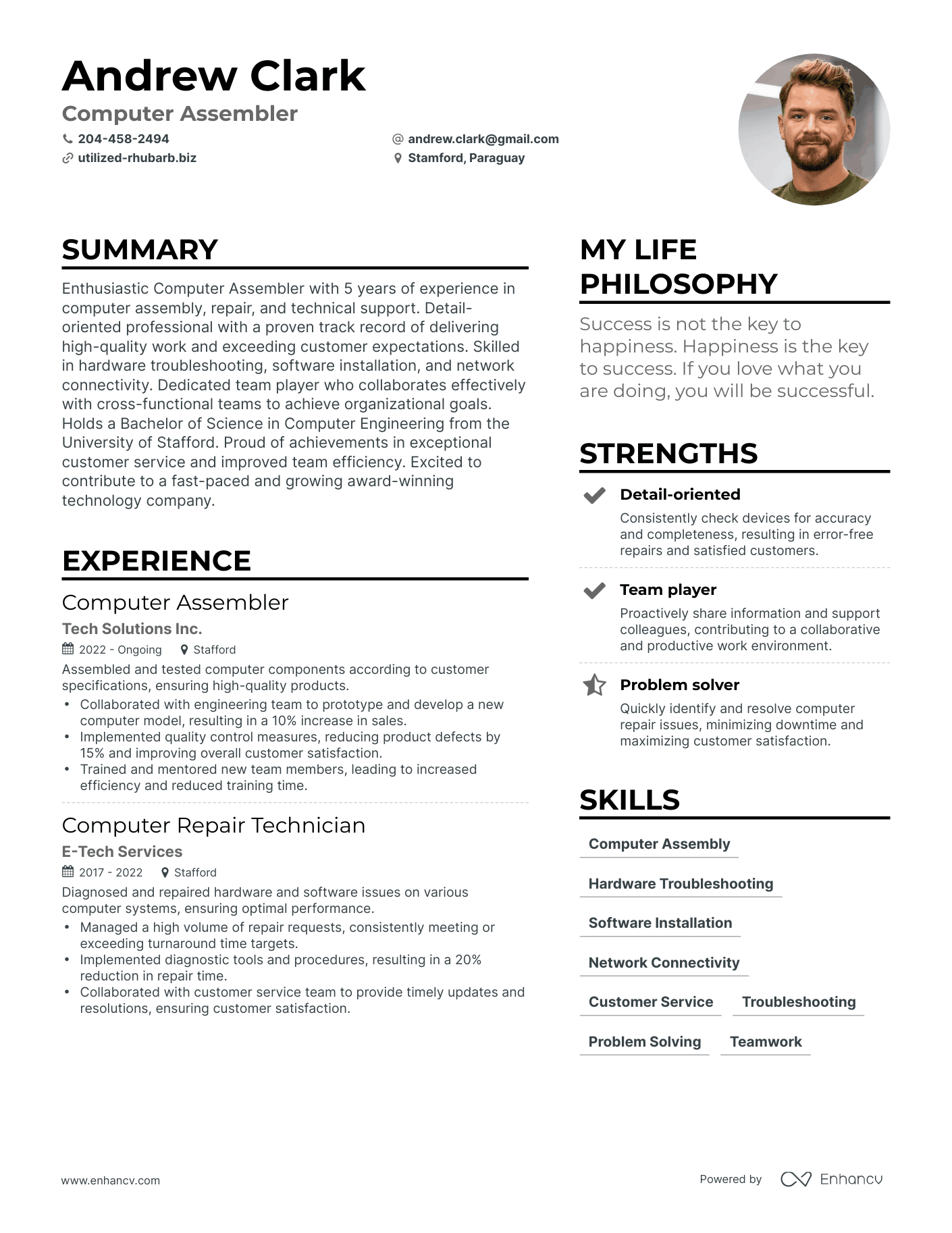 Computer Assembler resume example