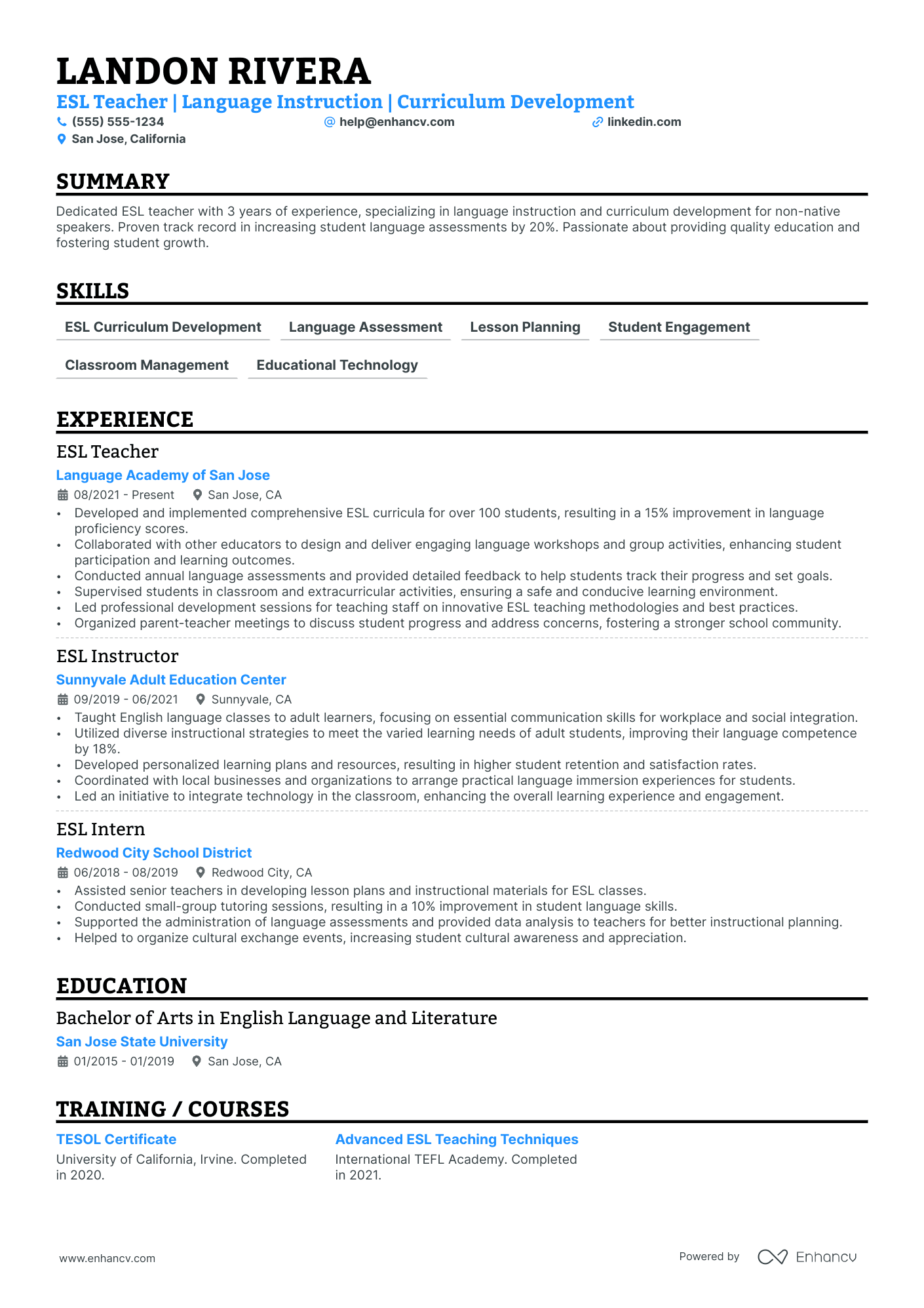 Elementary Teacher for English Language Learners Resume Example Resume Example