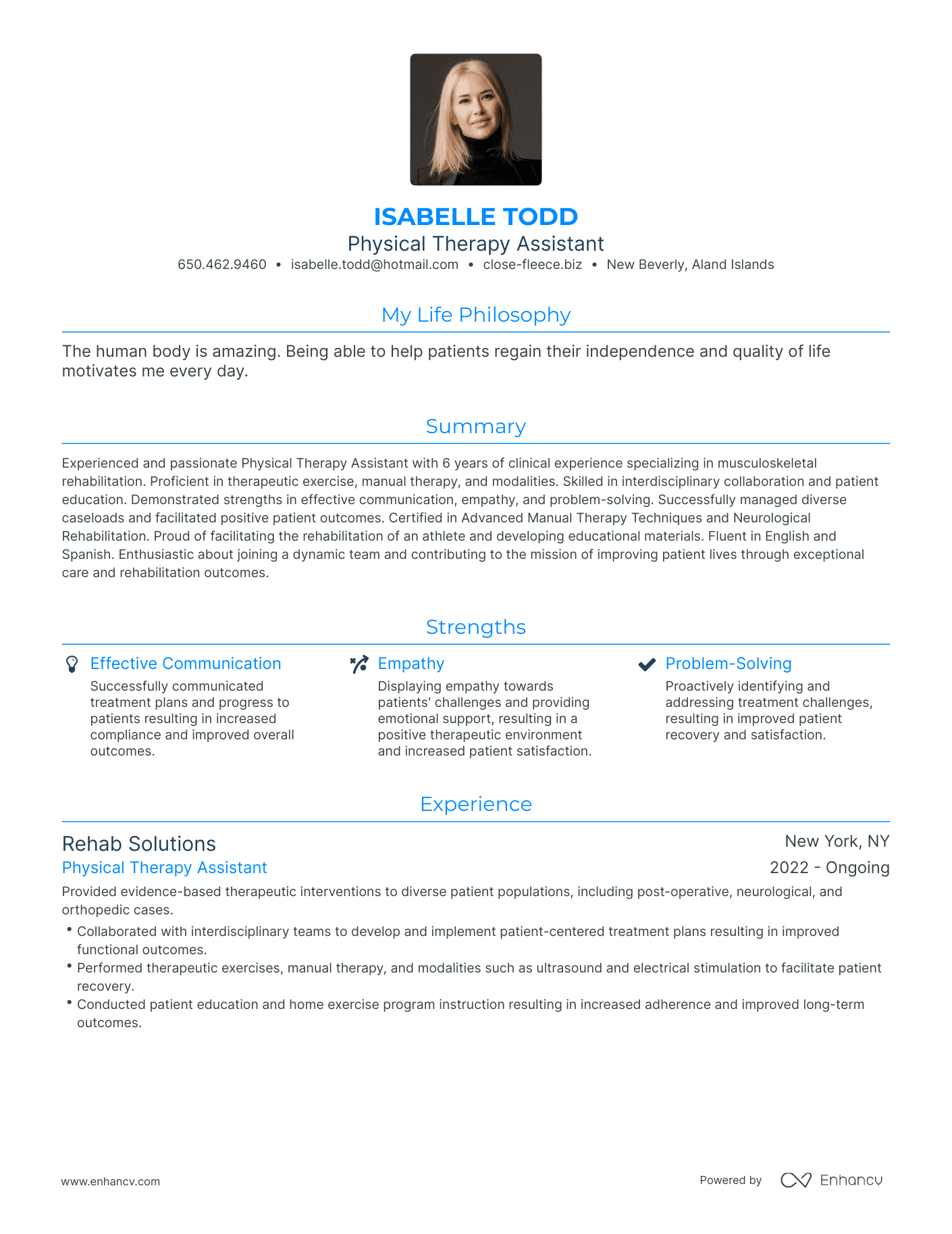Modern Physical Therapy Assistant Resume Example