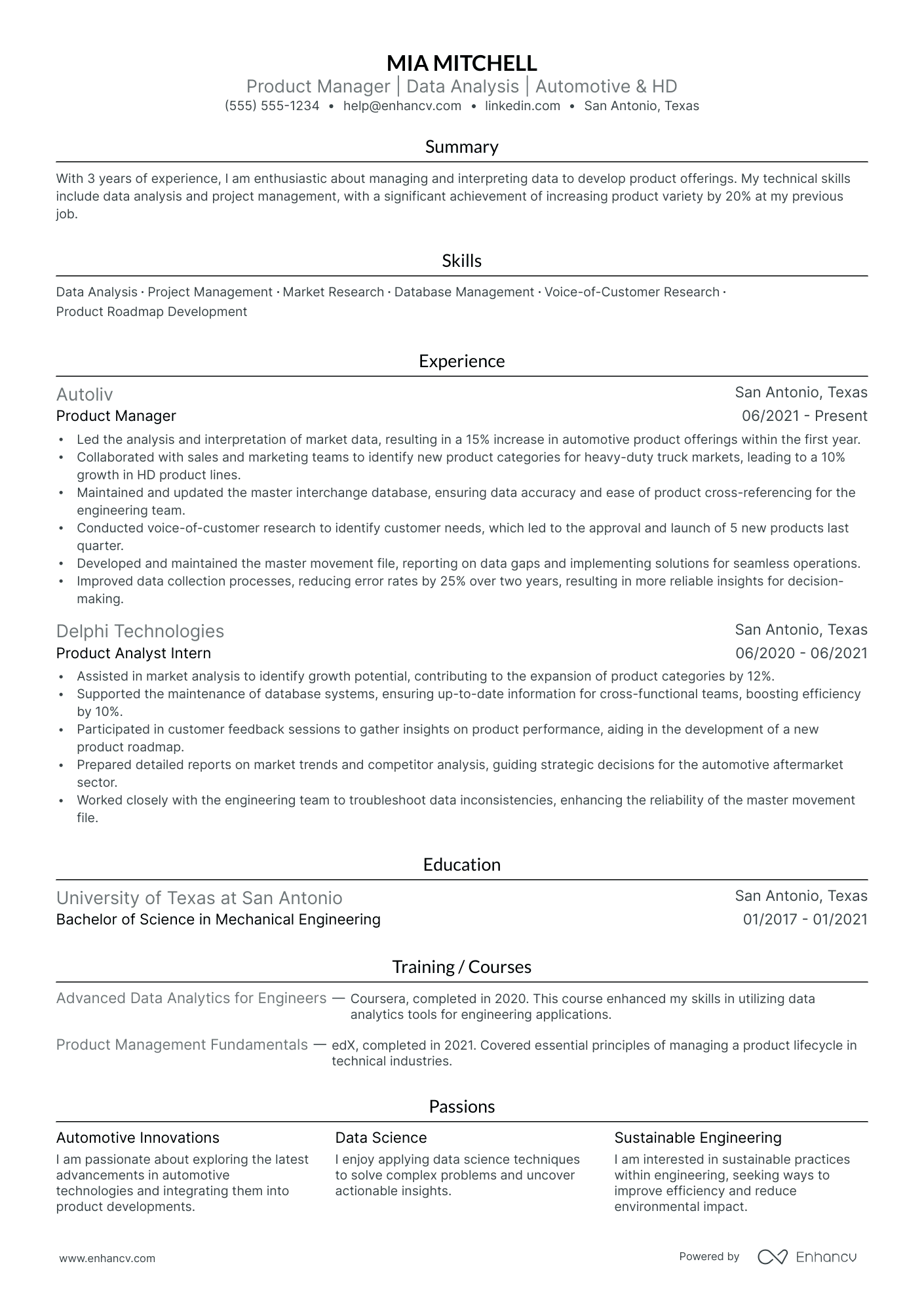 Product Manager resume example