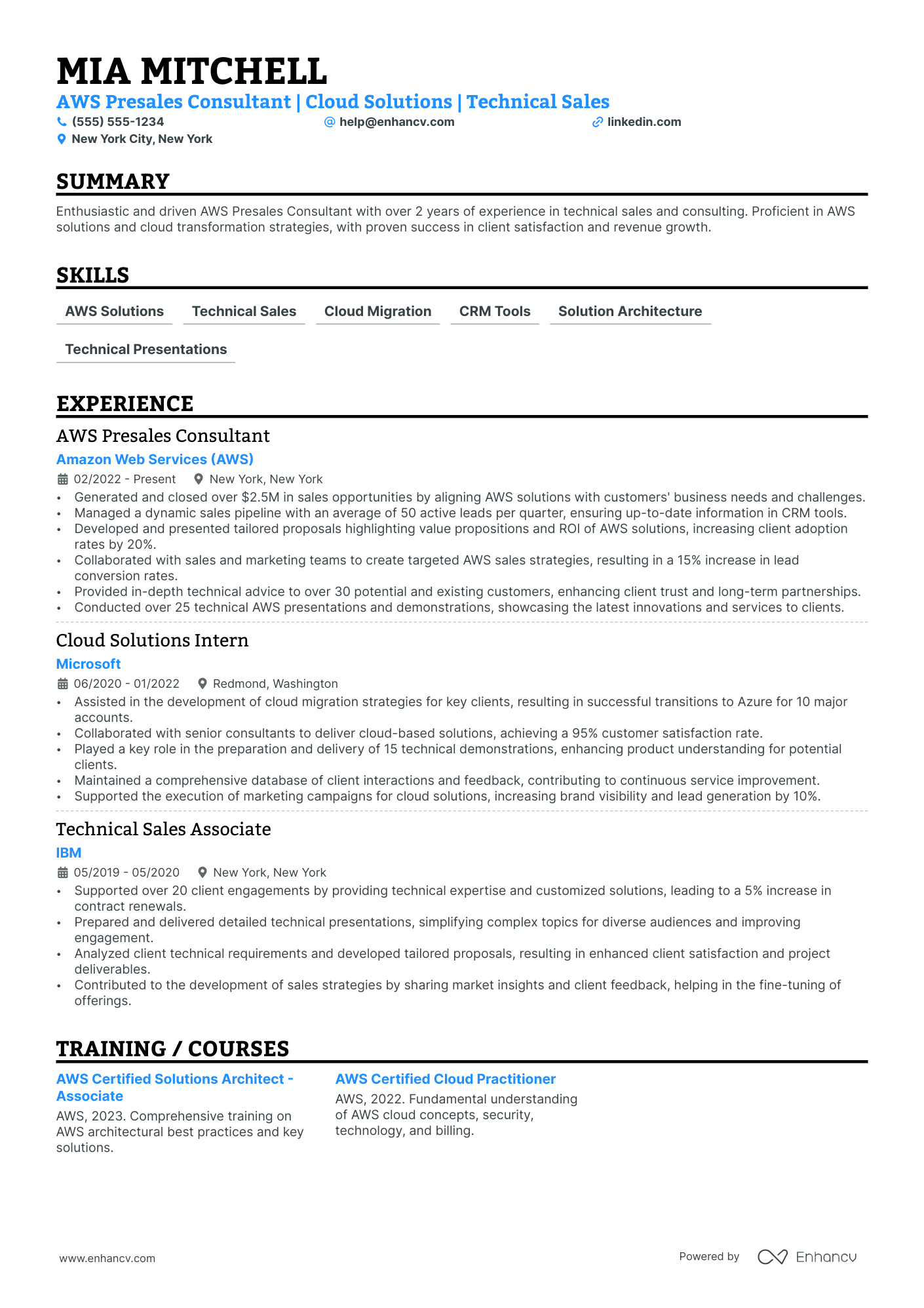 AWS Cloud Consultant resume example