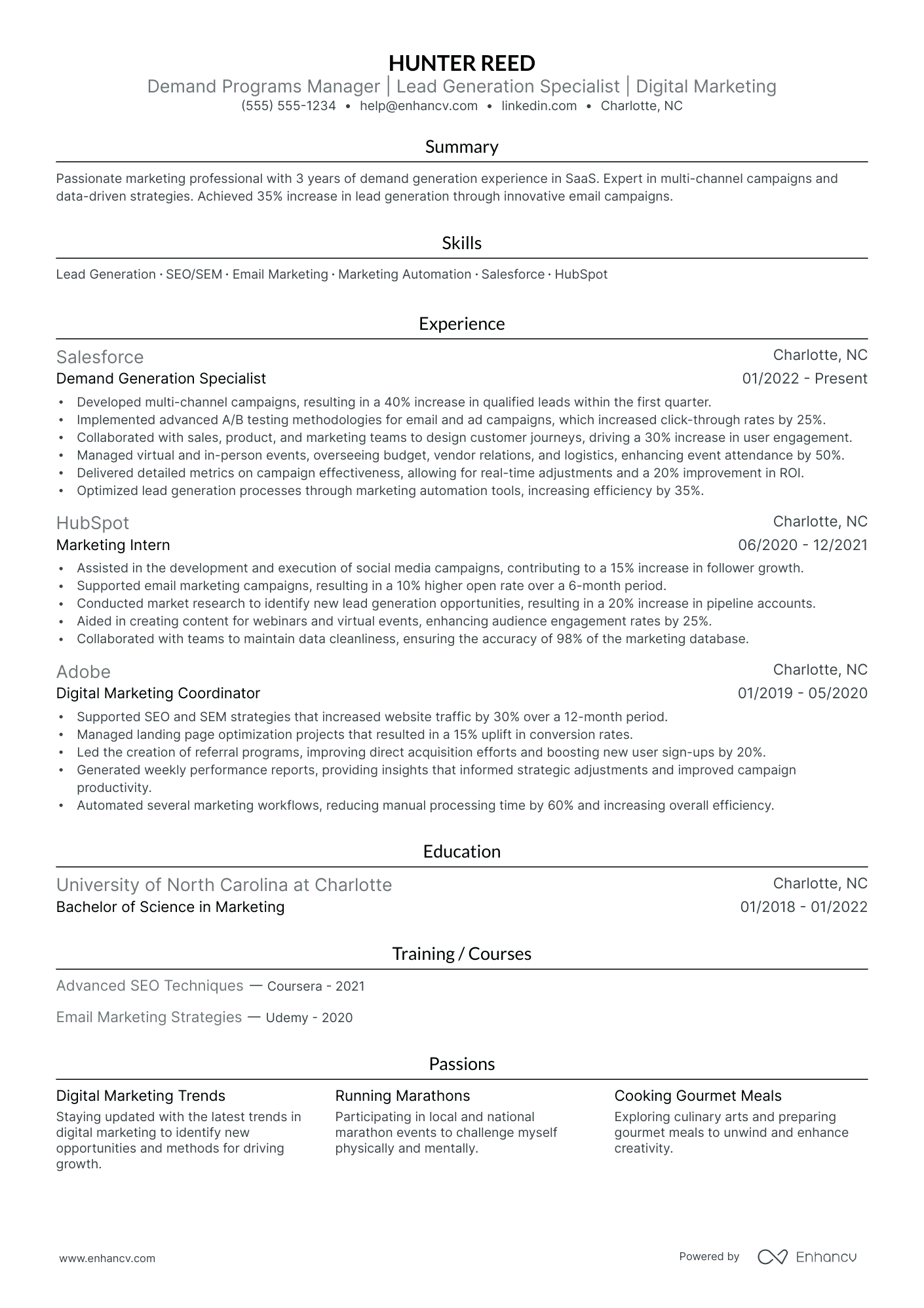 Demand Generation Project Manager resume example