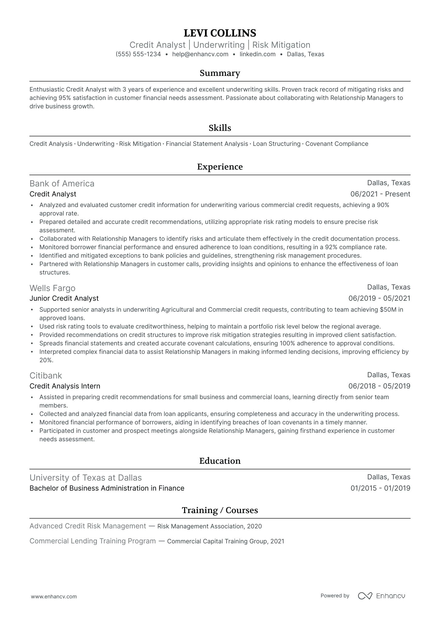 Commercial Underwriter resume example