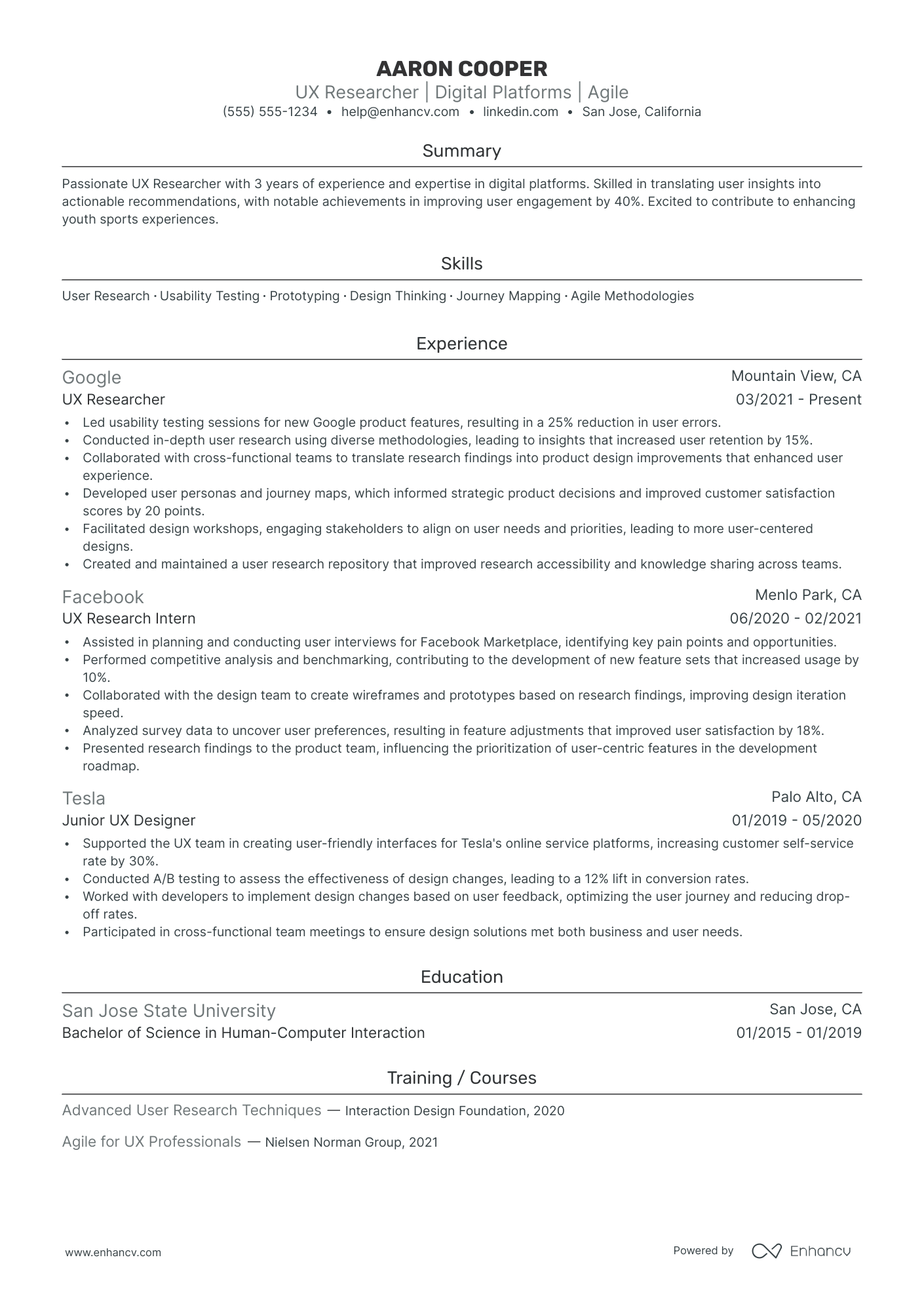 UX Researcher and Designer Resume Example Resume Example