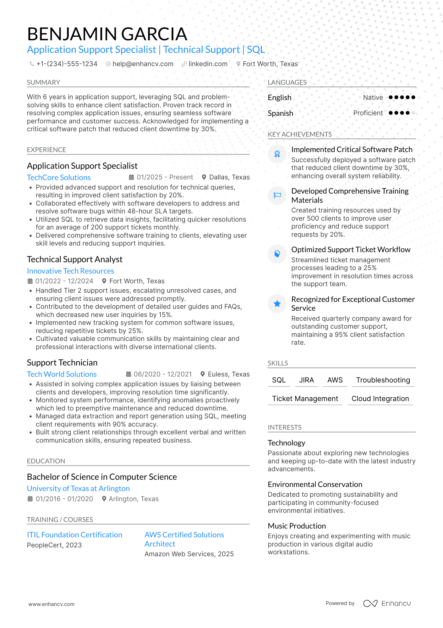 Application Support Specialist resume example