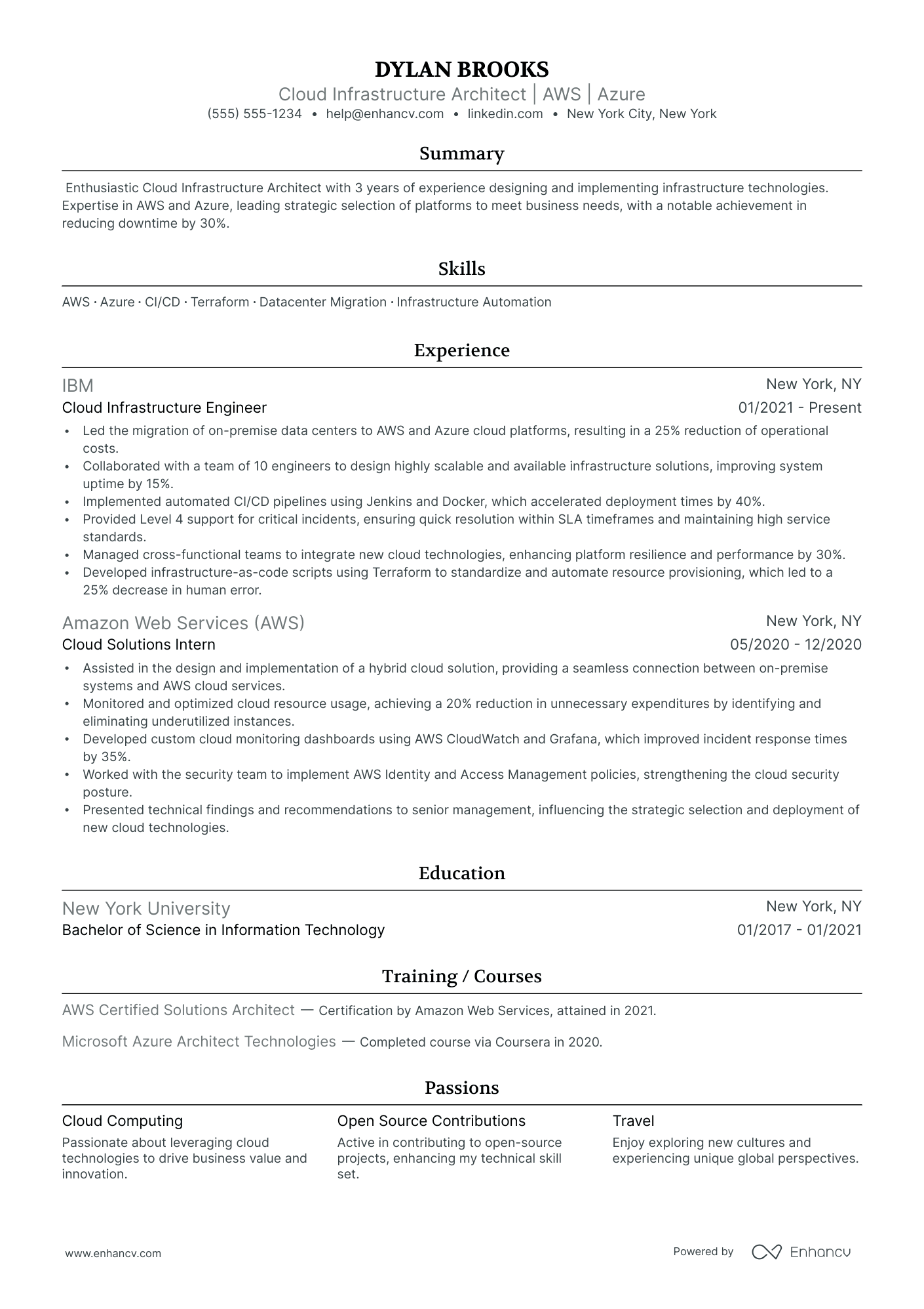 Infrastructure Architect resume example