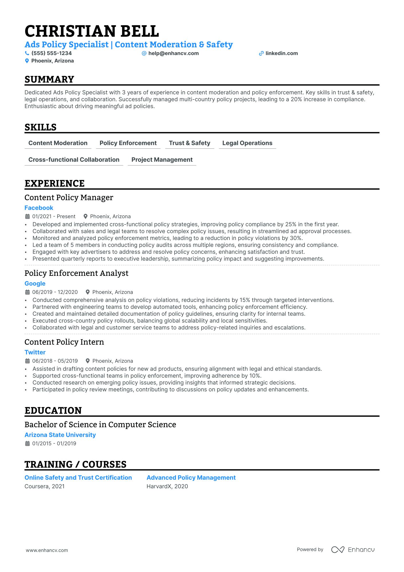 Advertising resume example