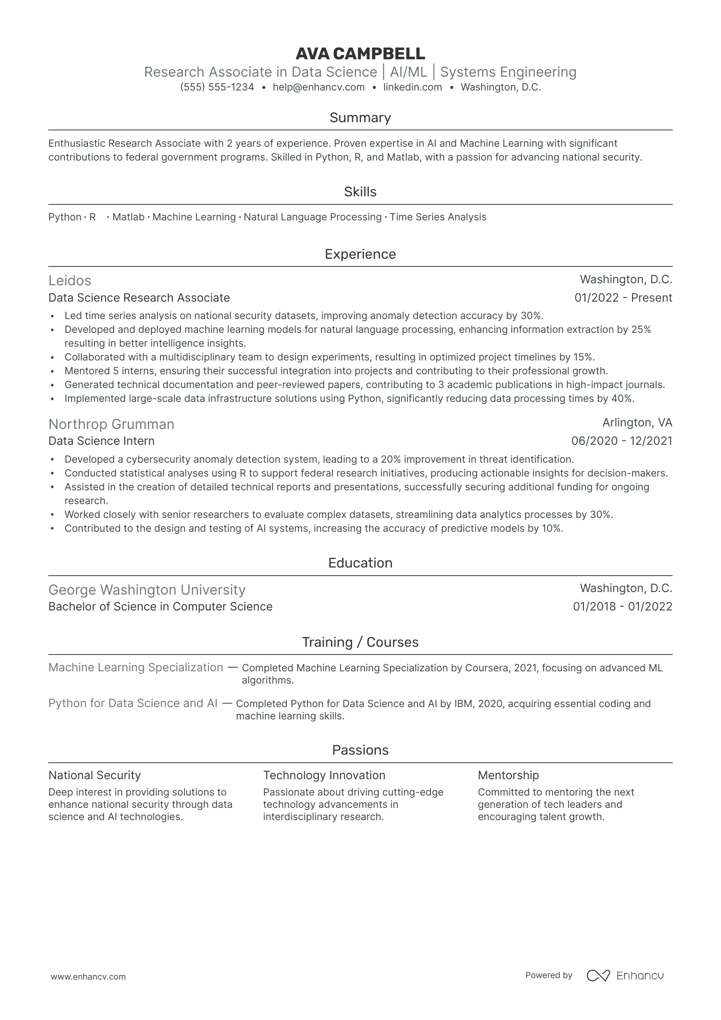 Data Science Researcher resume example