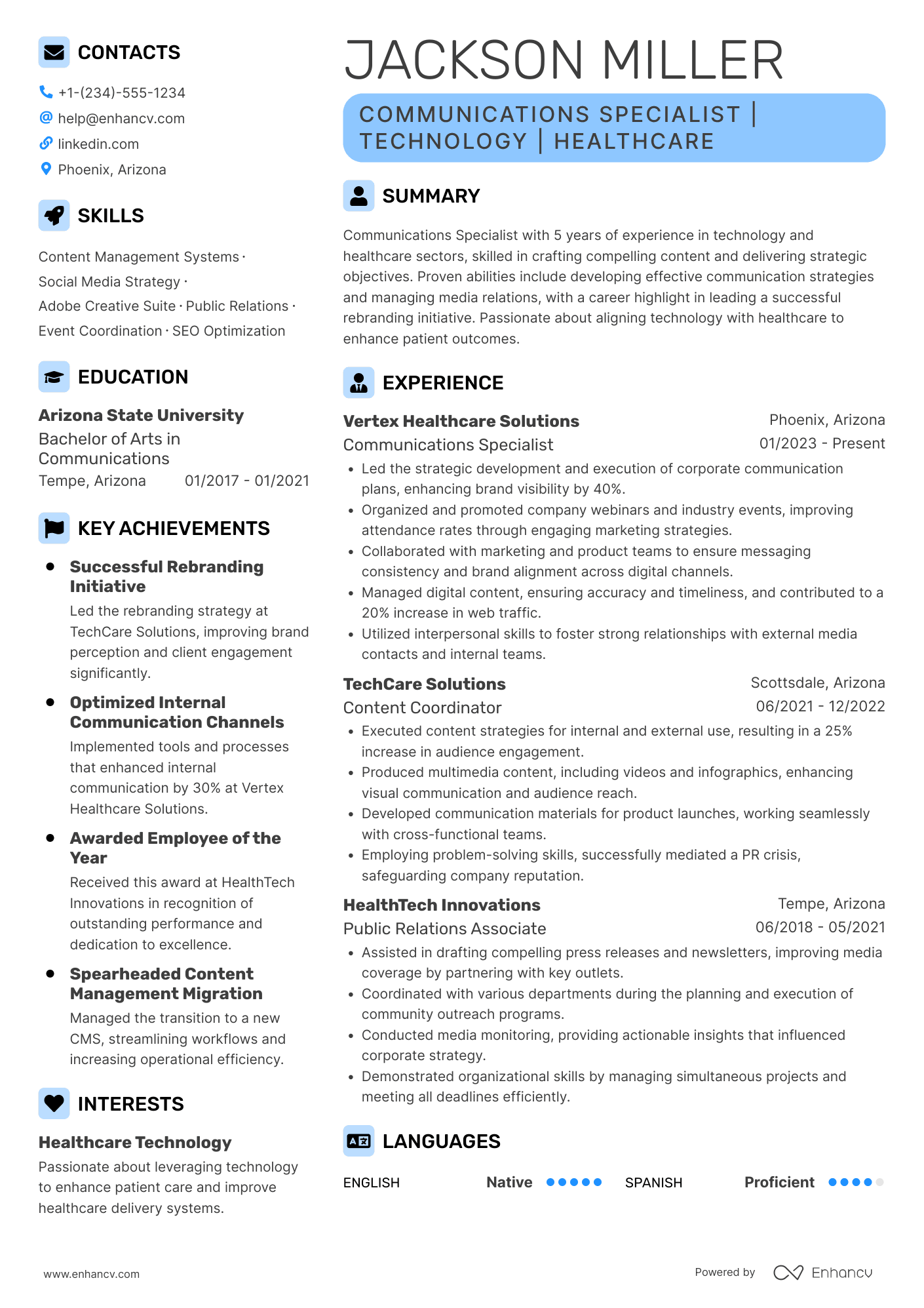 Communications Coordinator resume example