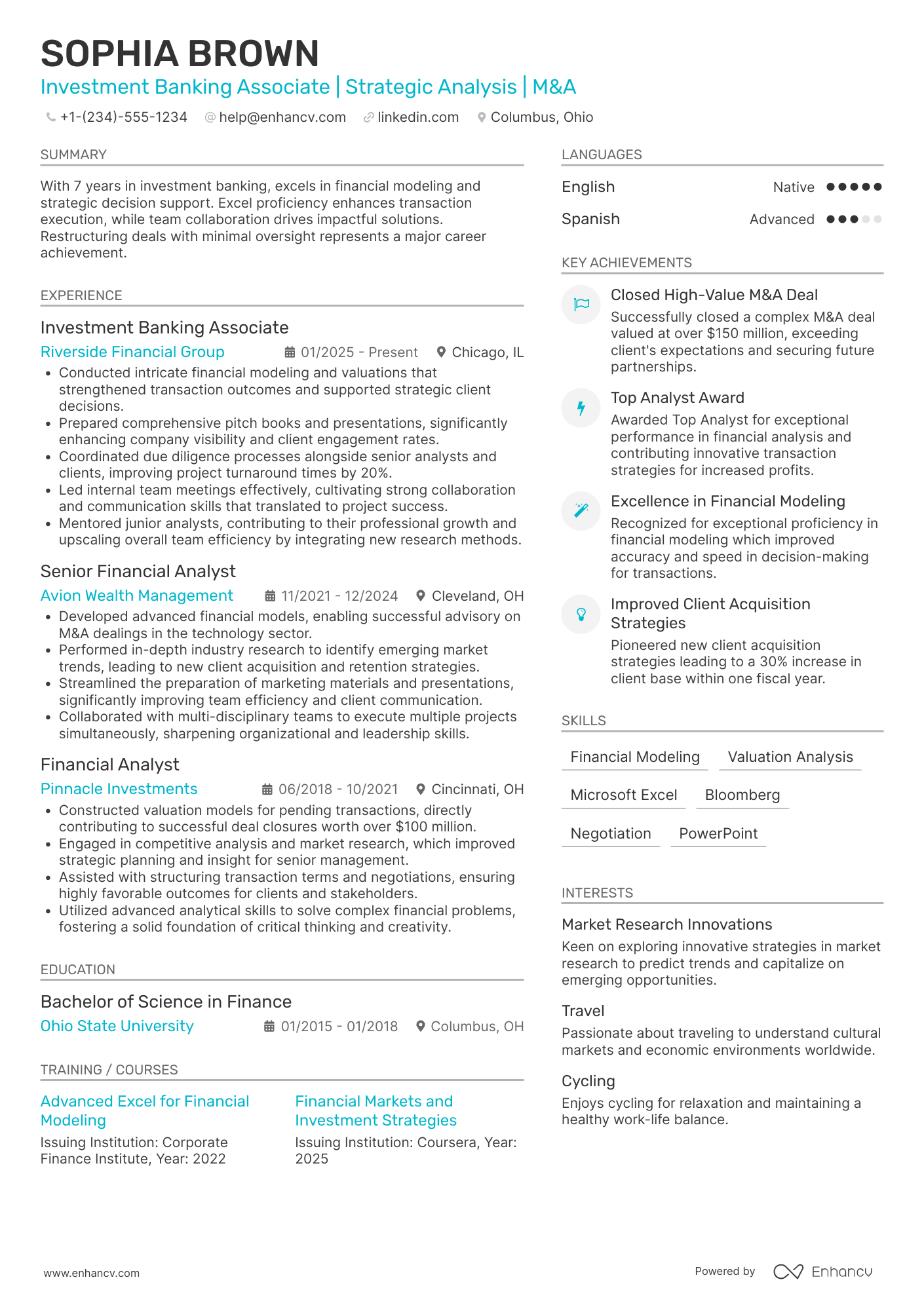 Investment Banking Associate resume example