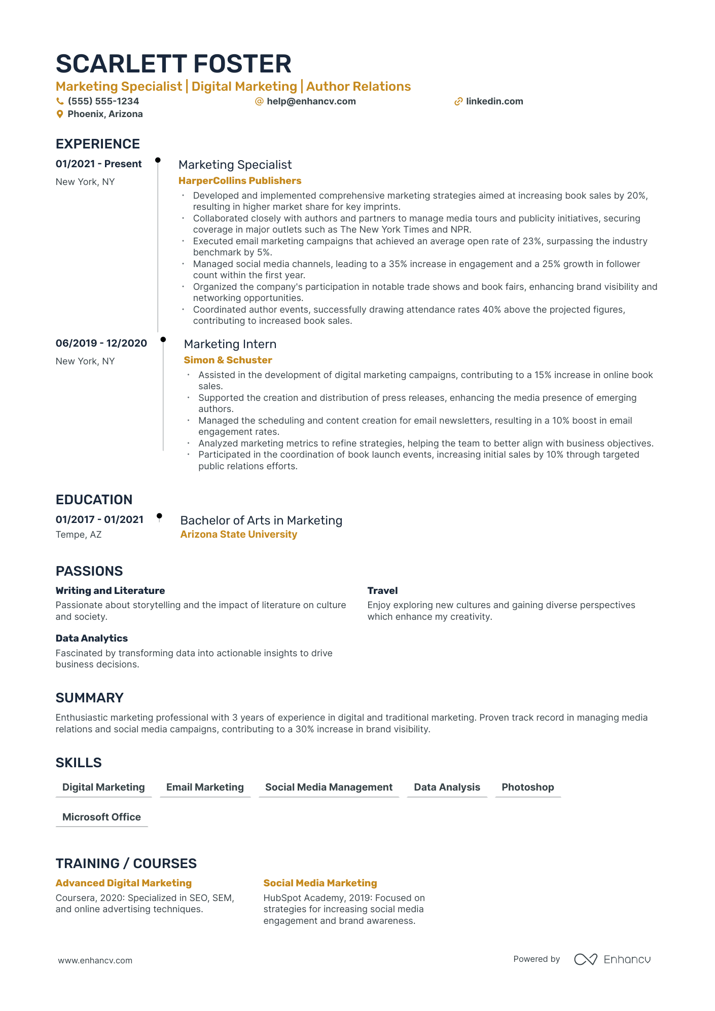 Senior Editorial Manager resume example