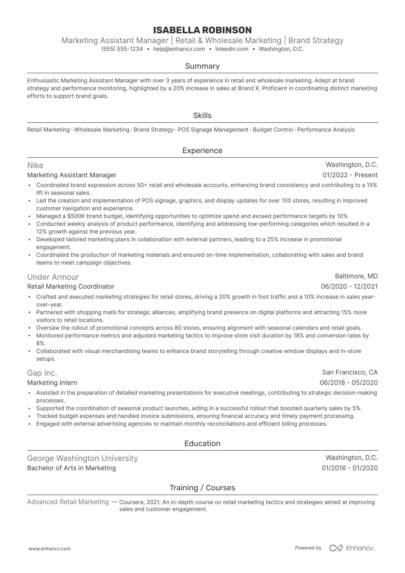 Retail Marketing Assistant Resume Example Resume Example