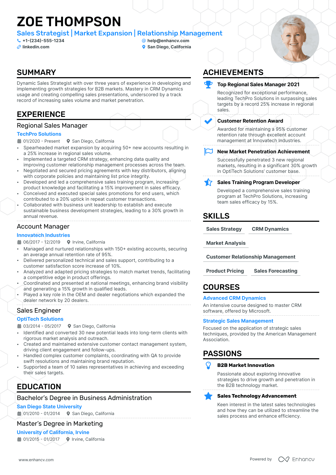 Area Sales Manager resume example