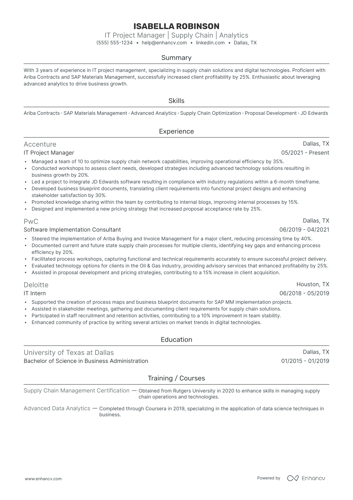 Consulting IT Specialist resume example