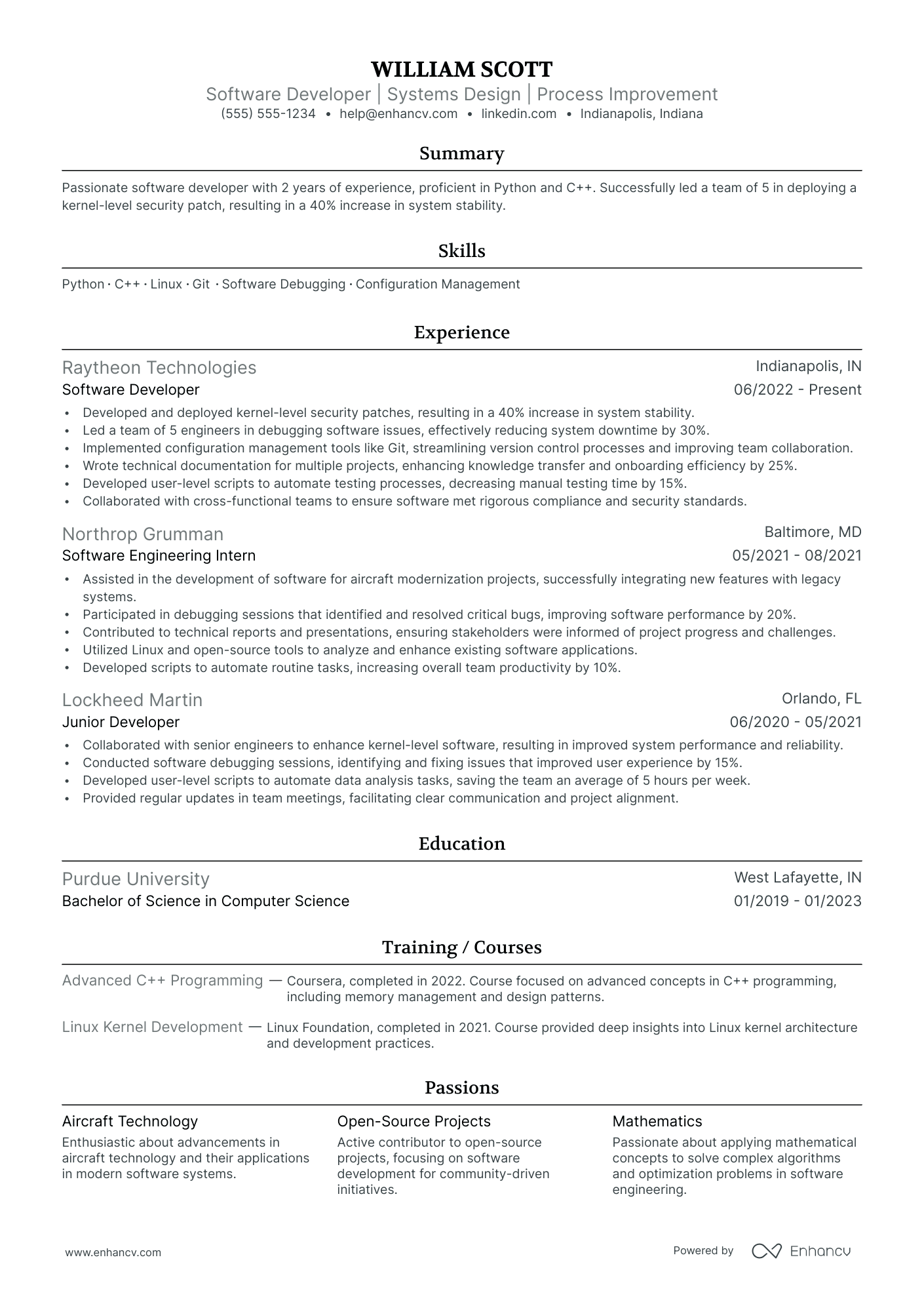 Computer Science Intern resume example