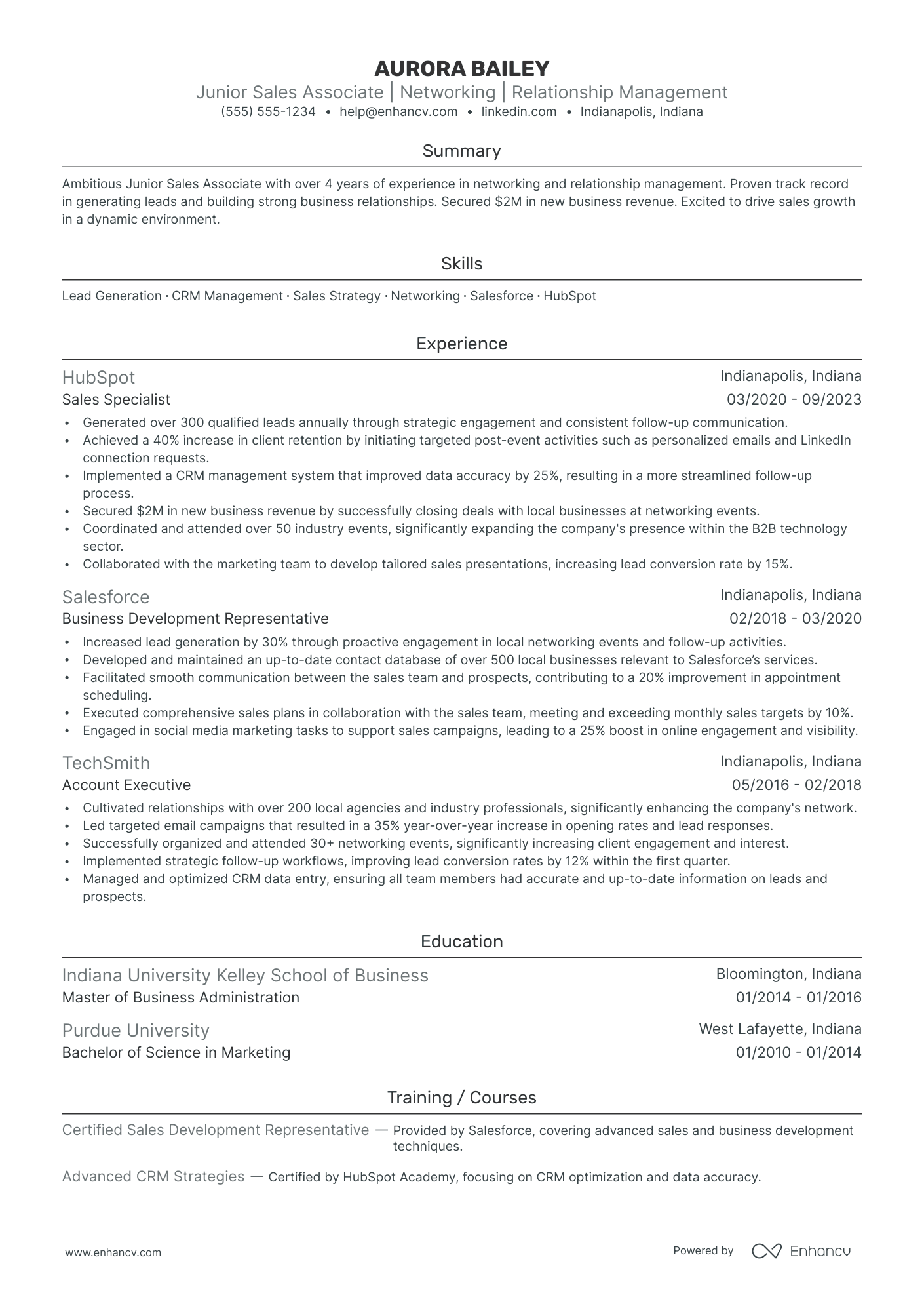 Junior Inside Sales Associate resume example