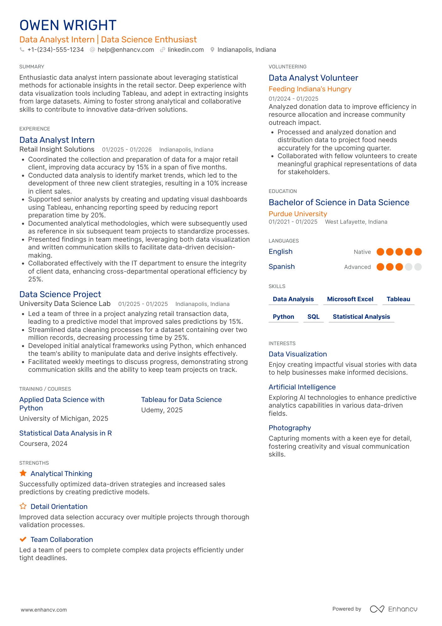 Undergraduate resume example