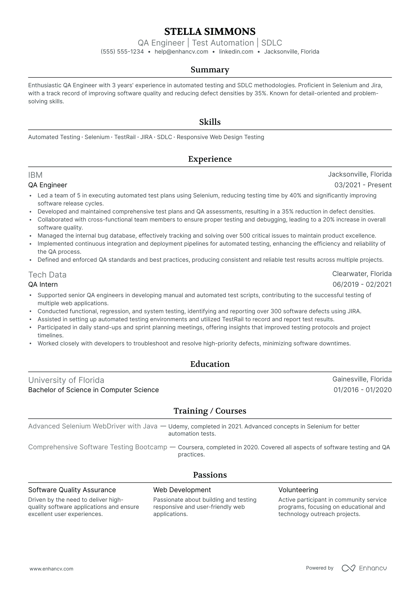 Automated QA Tester resume example