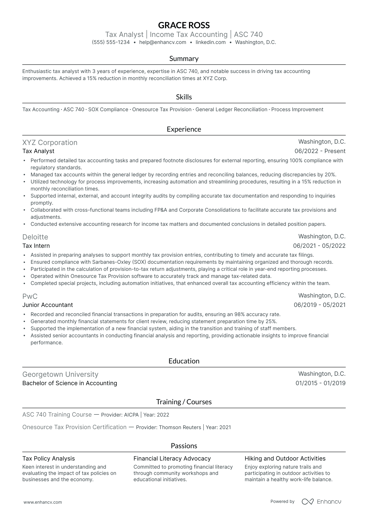 Tax Accountant Analyst resume example